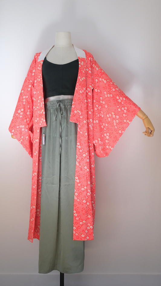 Red Nagajuban with Ume Blossom Pattern