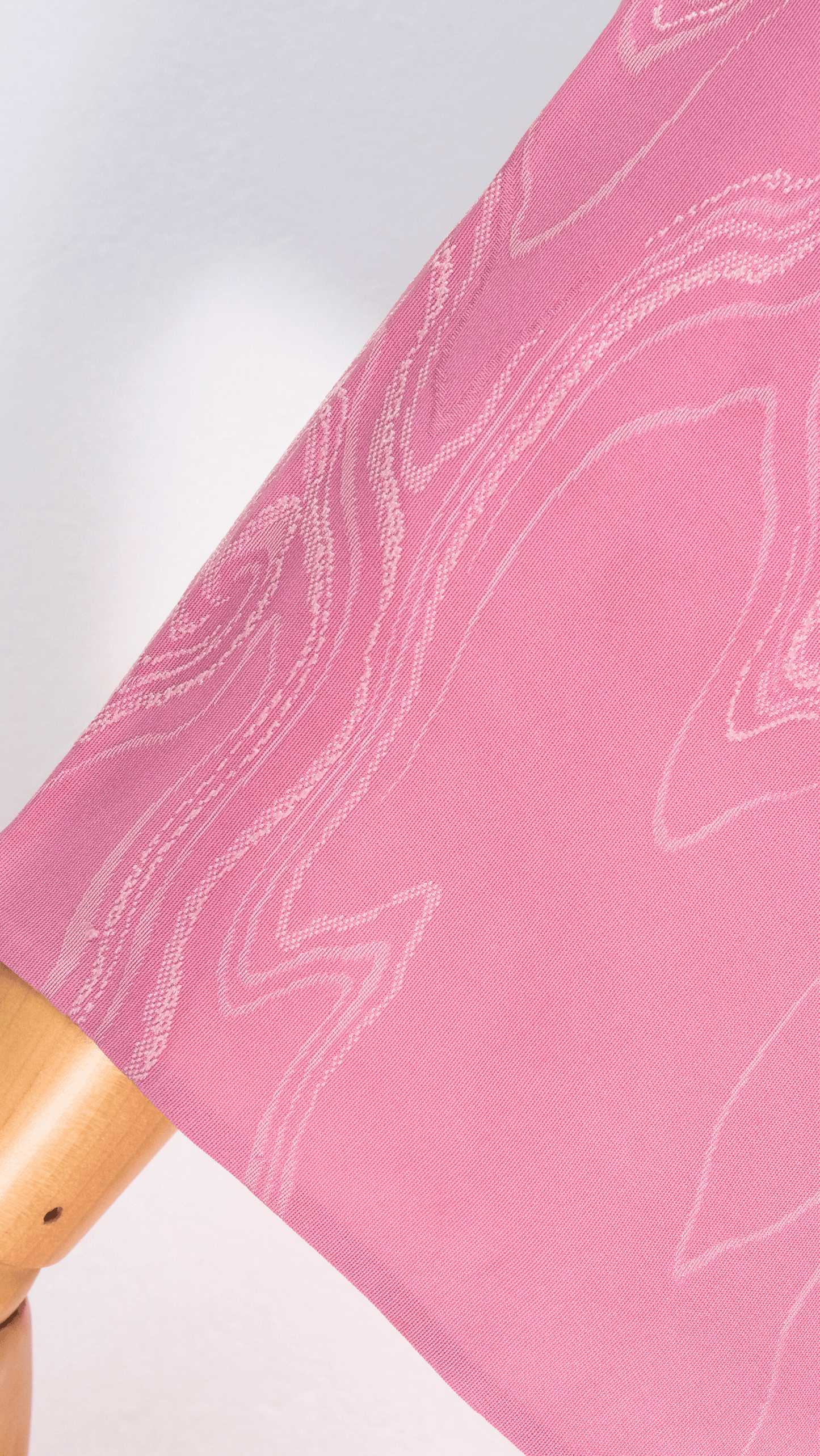 Pink Summer Kimono with Water Ripple Pattern and Family Crest