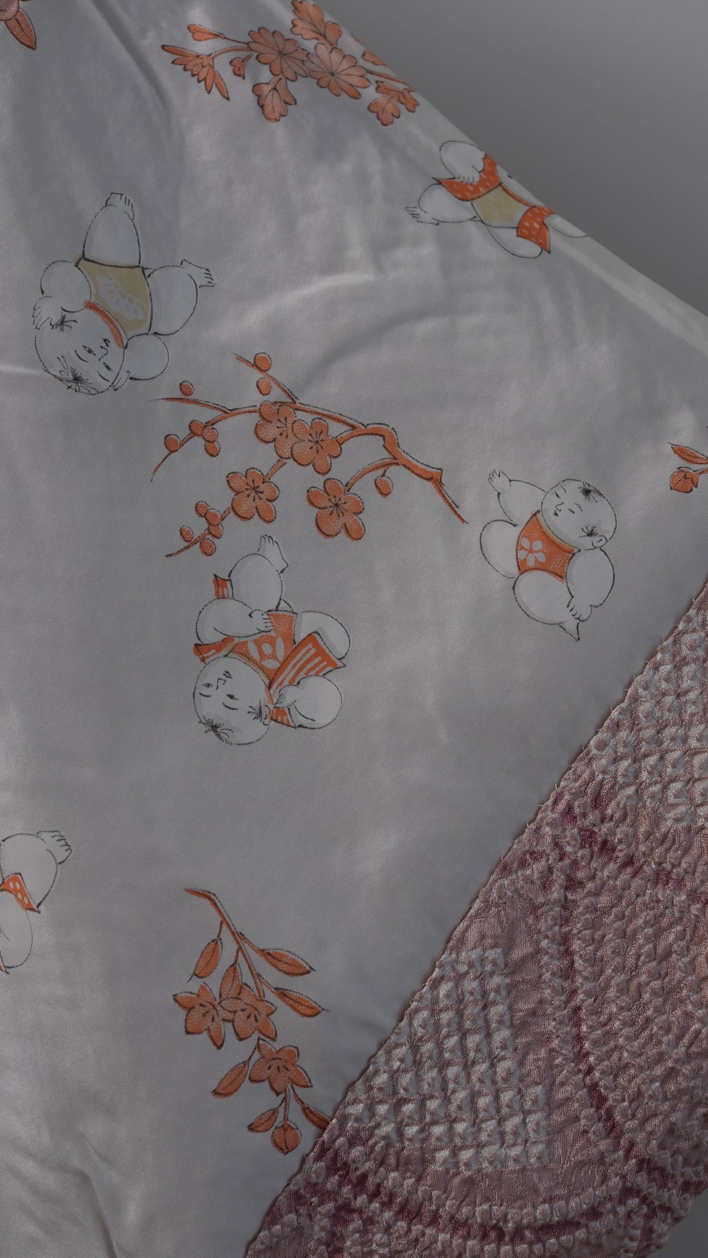 Dusty Rose Shibori Haori with Wave Motif and Playful Lining