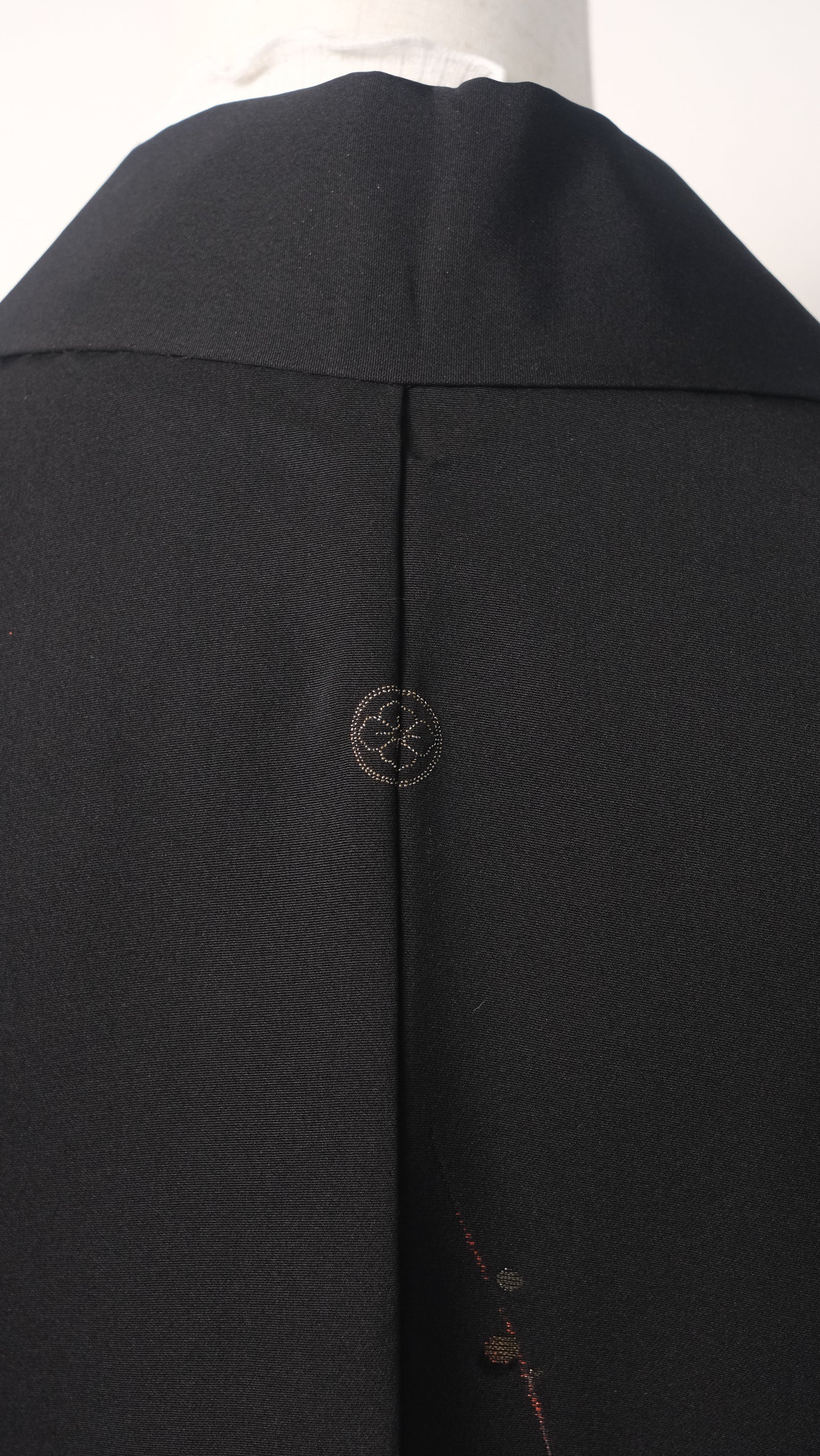 Black Haori with Gold Fan & Floral Motif
