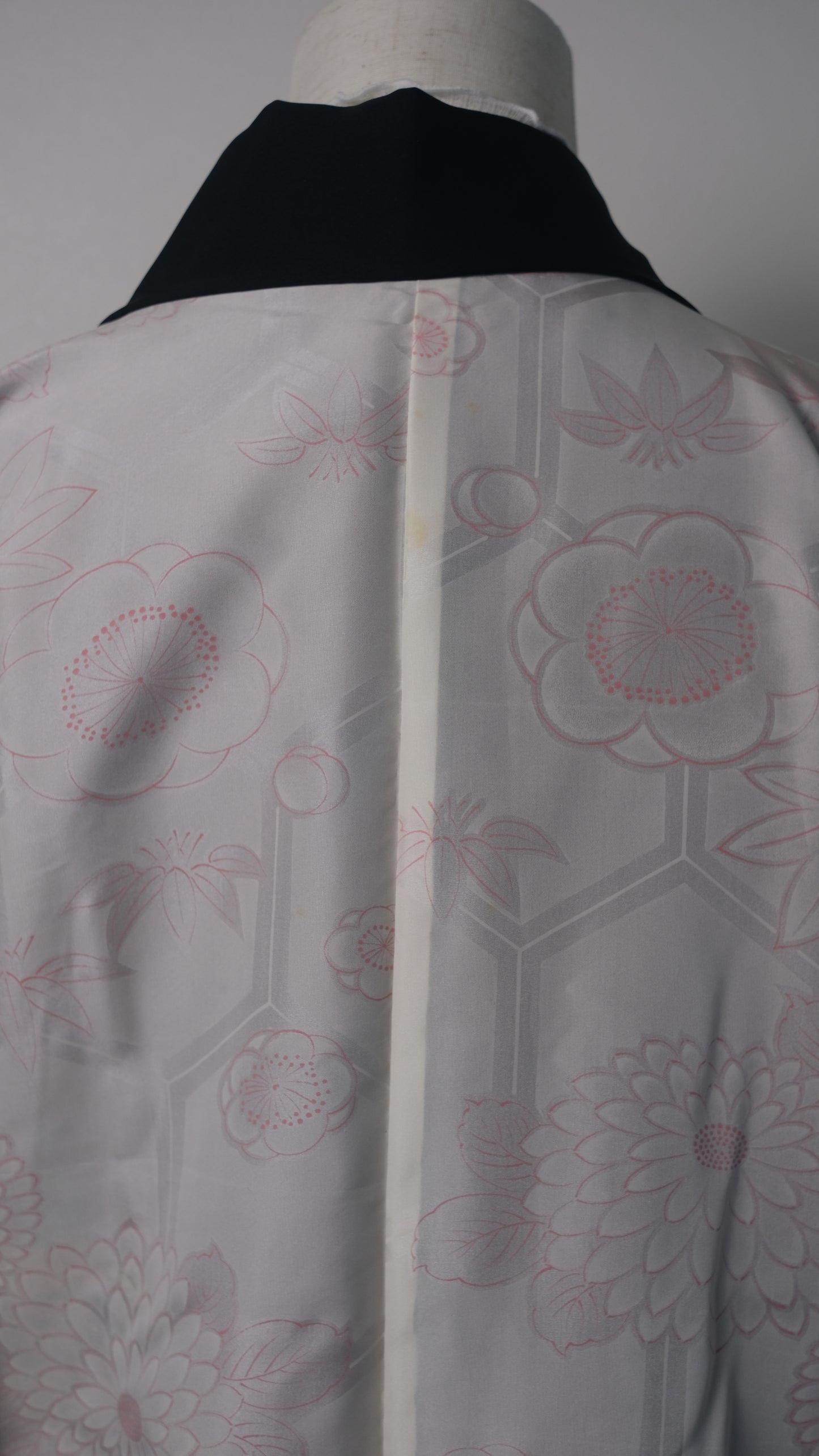 Black Haori with Gold Fan & Floral Motif