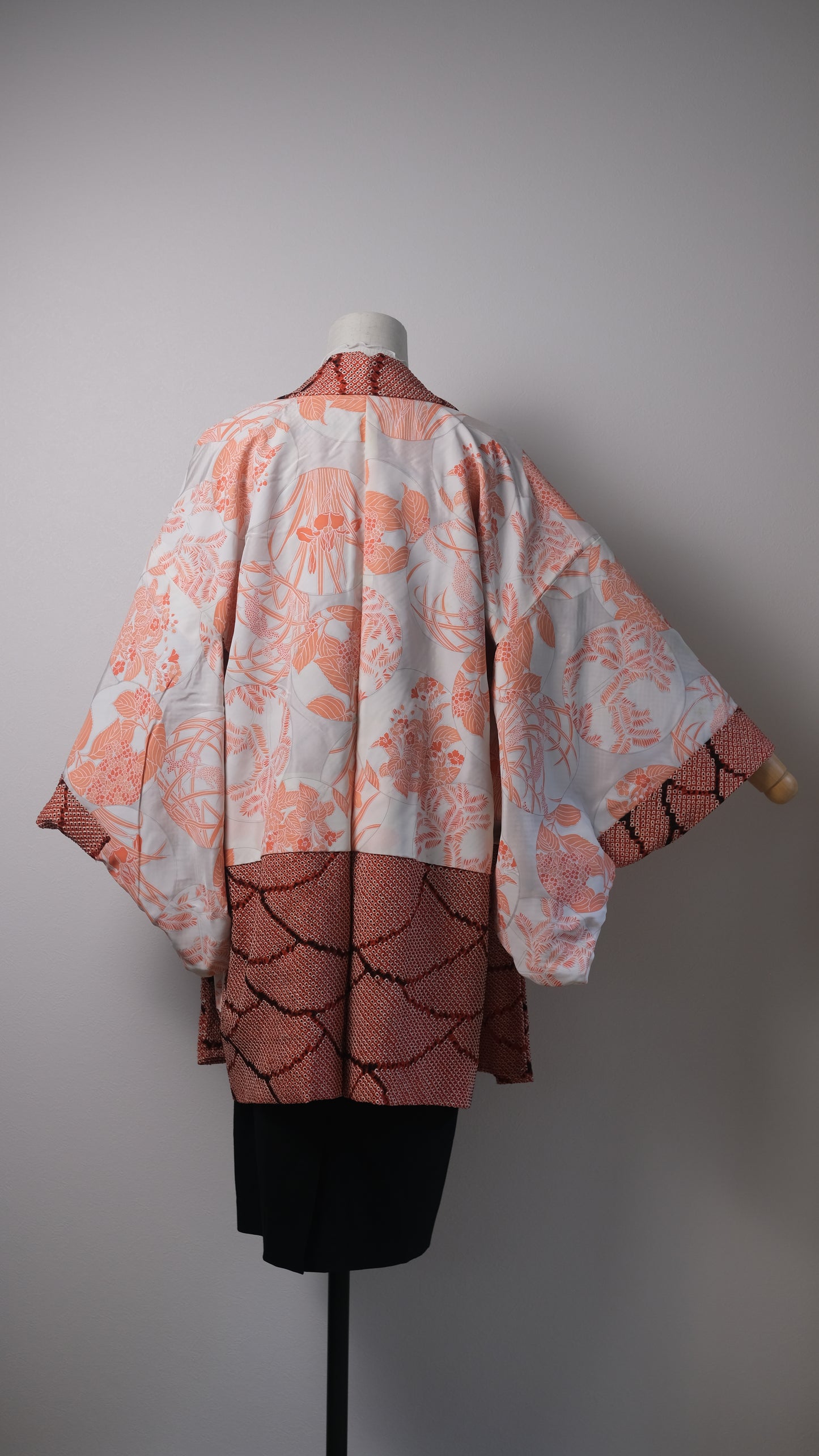 Red Seigaiha Wave Shibori Haori