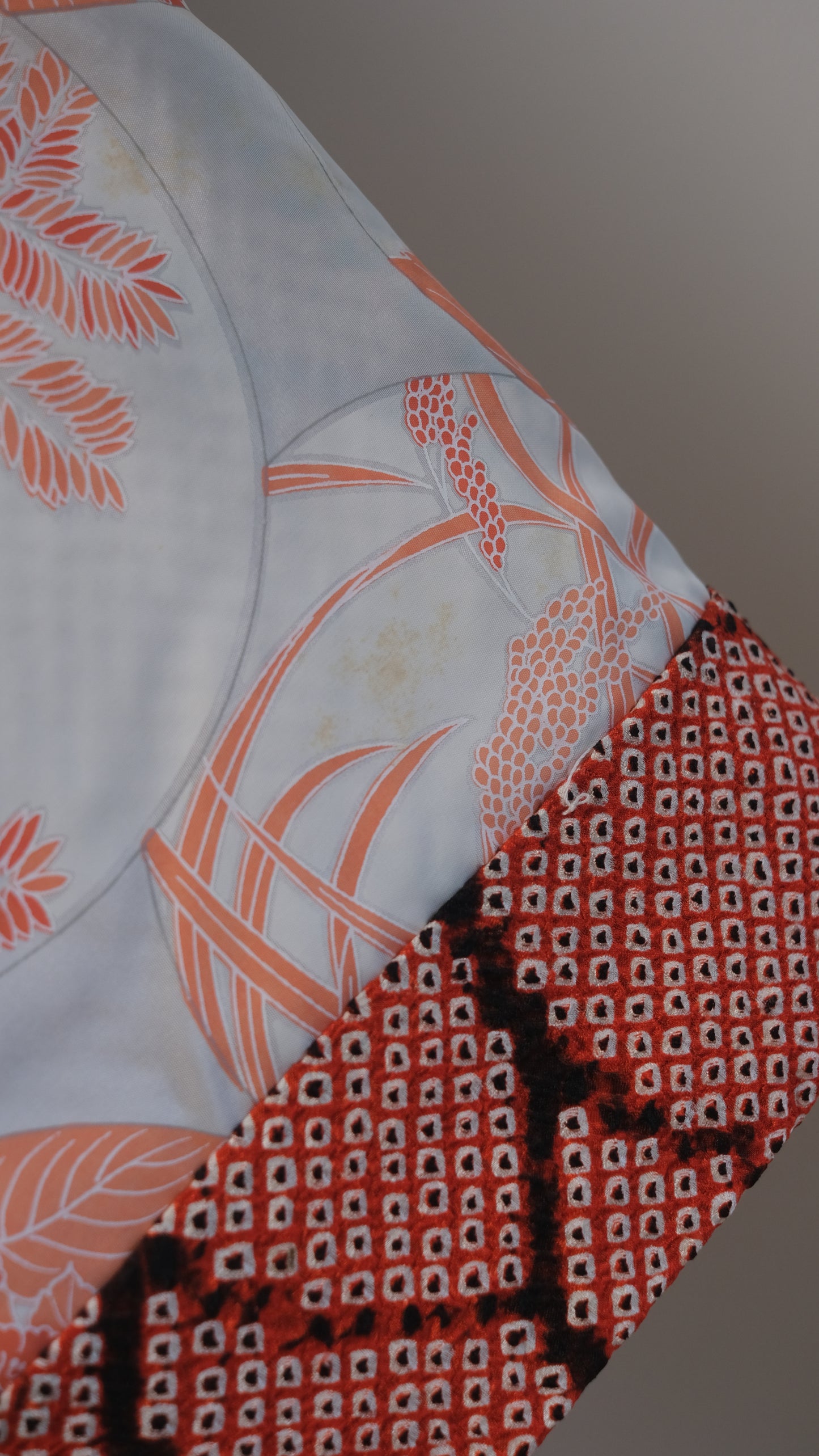 Red Shibori Haori with Seigaiha Wave