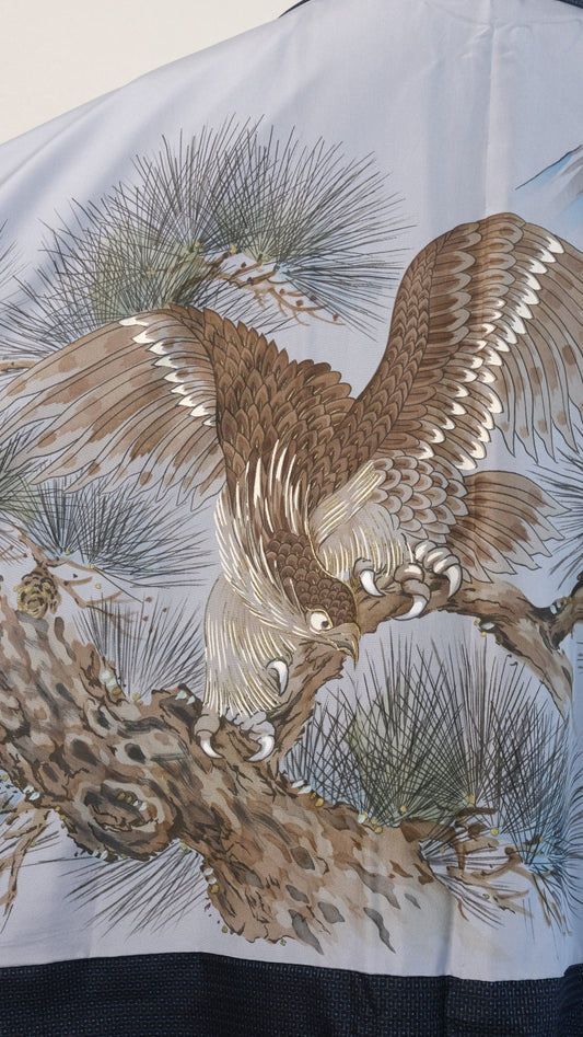 Indigo Haori with Hawk & Mt. Fuji Inner Design (For Men)