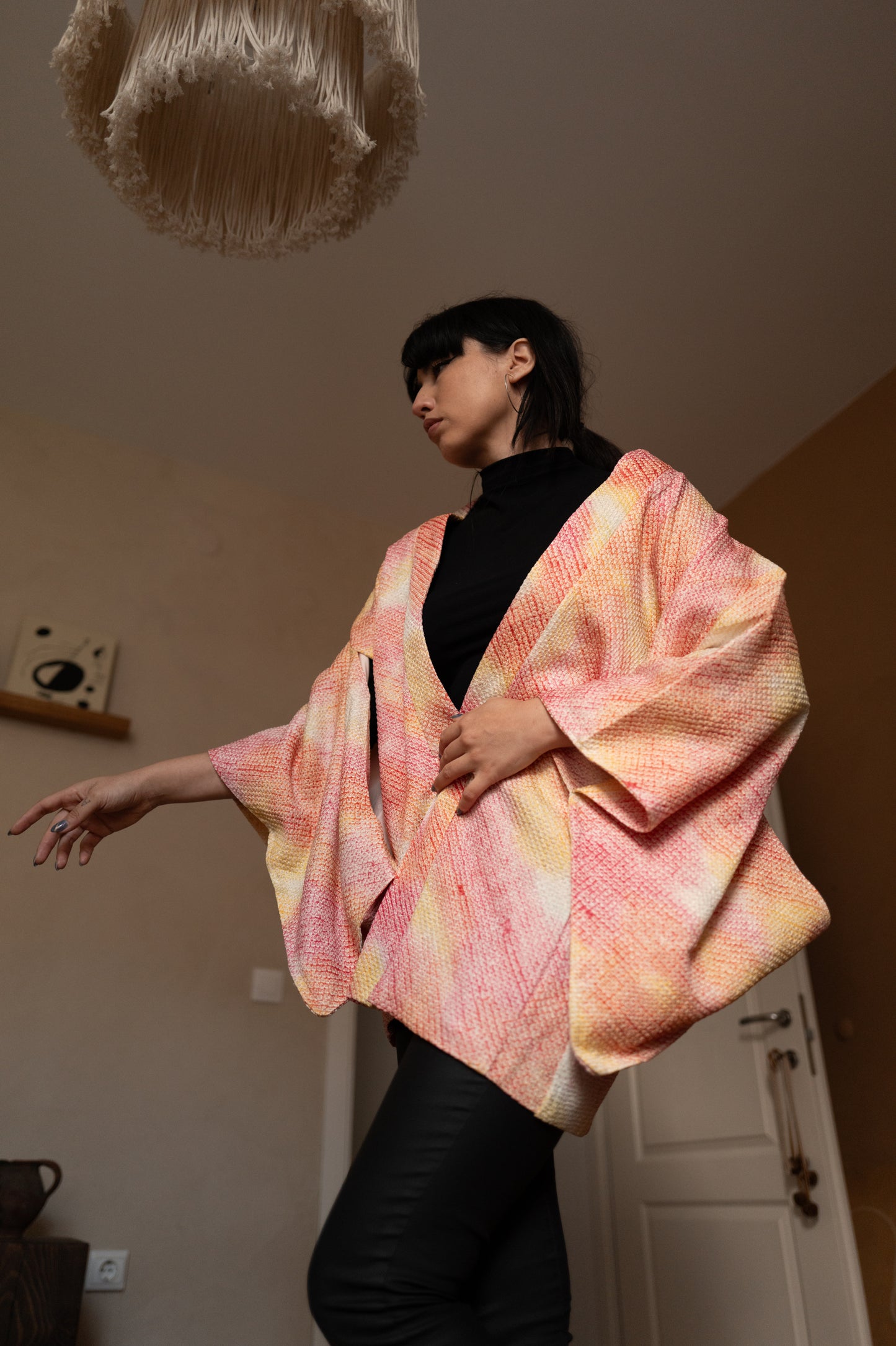 Sunset Shibori Haori with Soft Wave & Leaf Lining