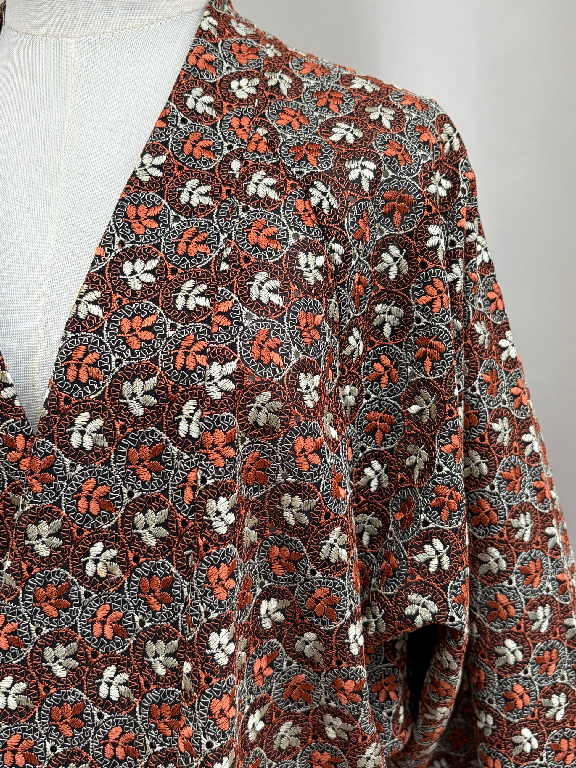 Sheer transparency of the summer haori fabric shown in drape