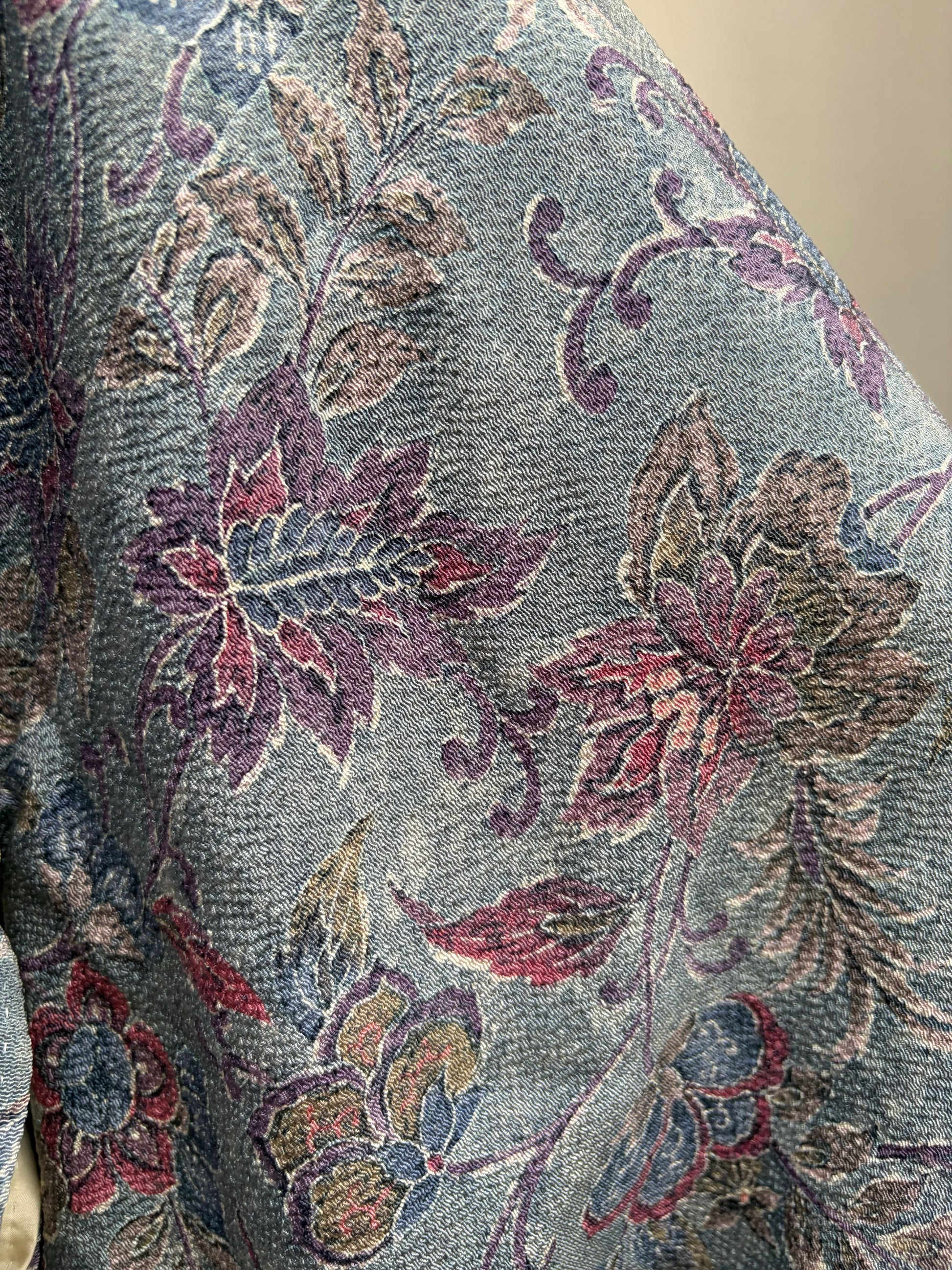 Macro detail of the woven floral fabric texture