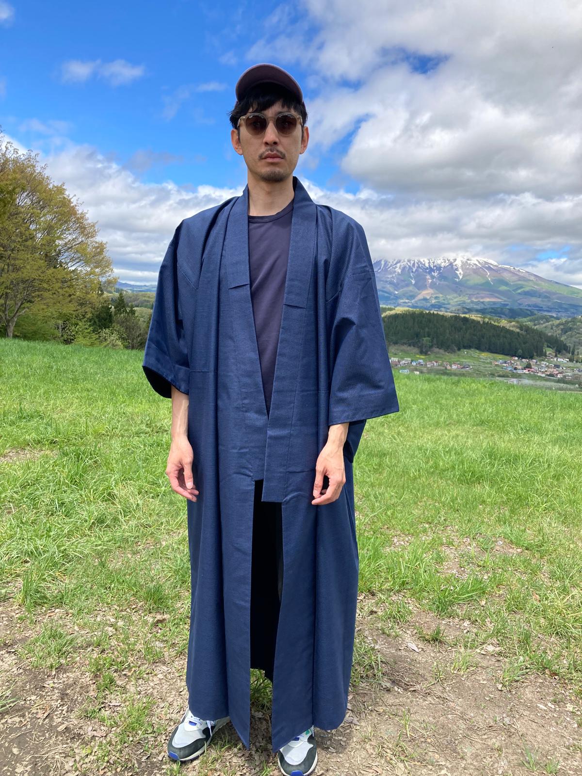 Vintage Men's Kimono in Deep Navy Colour