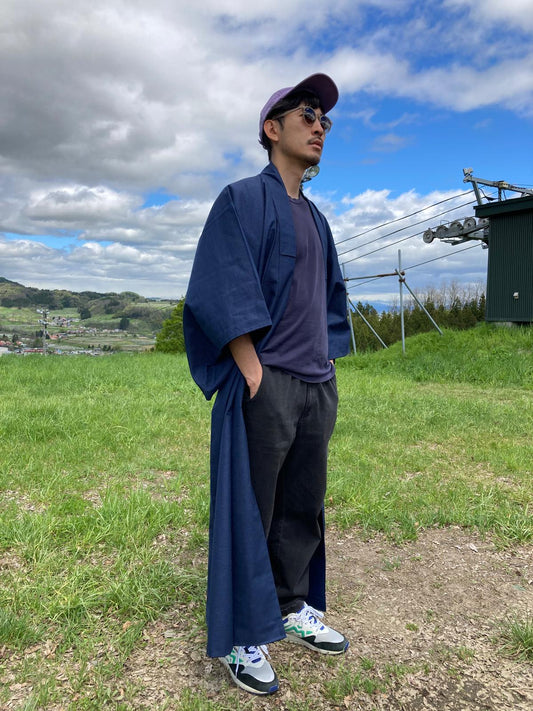 Vintage Men's Kimono in Deep Navy Colour