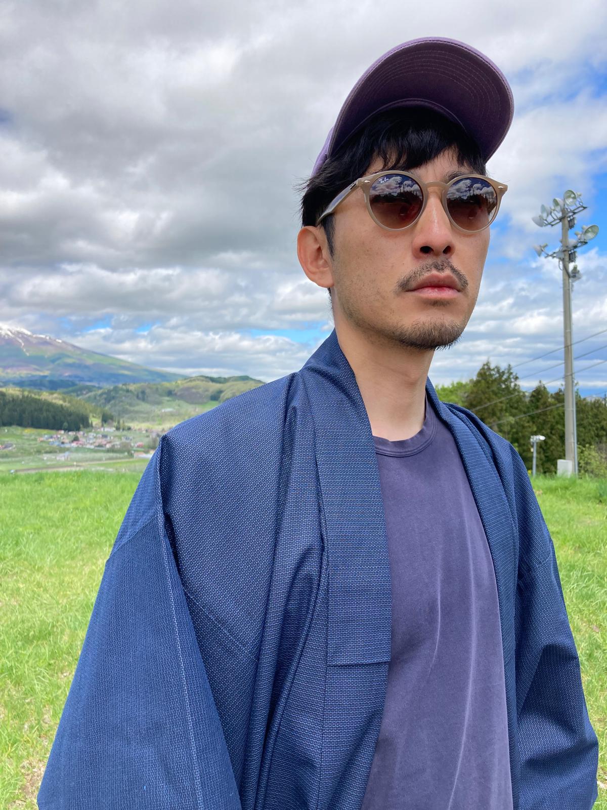 Vintage Men's Kimono in Deep Navy Colour