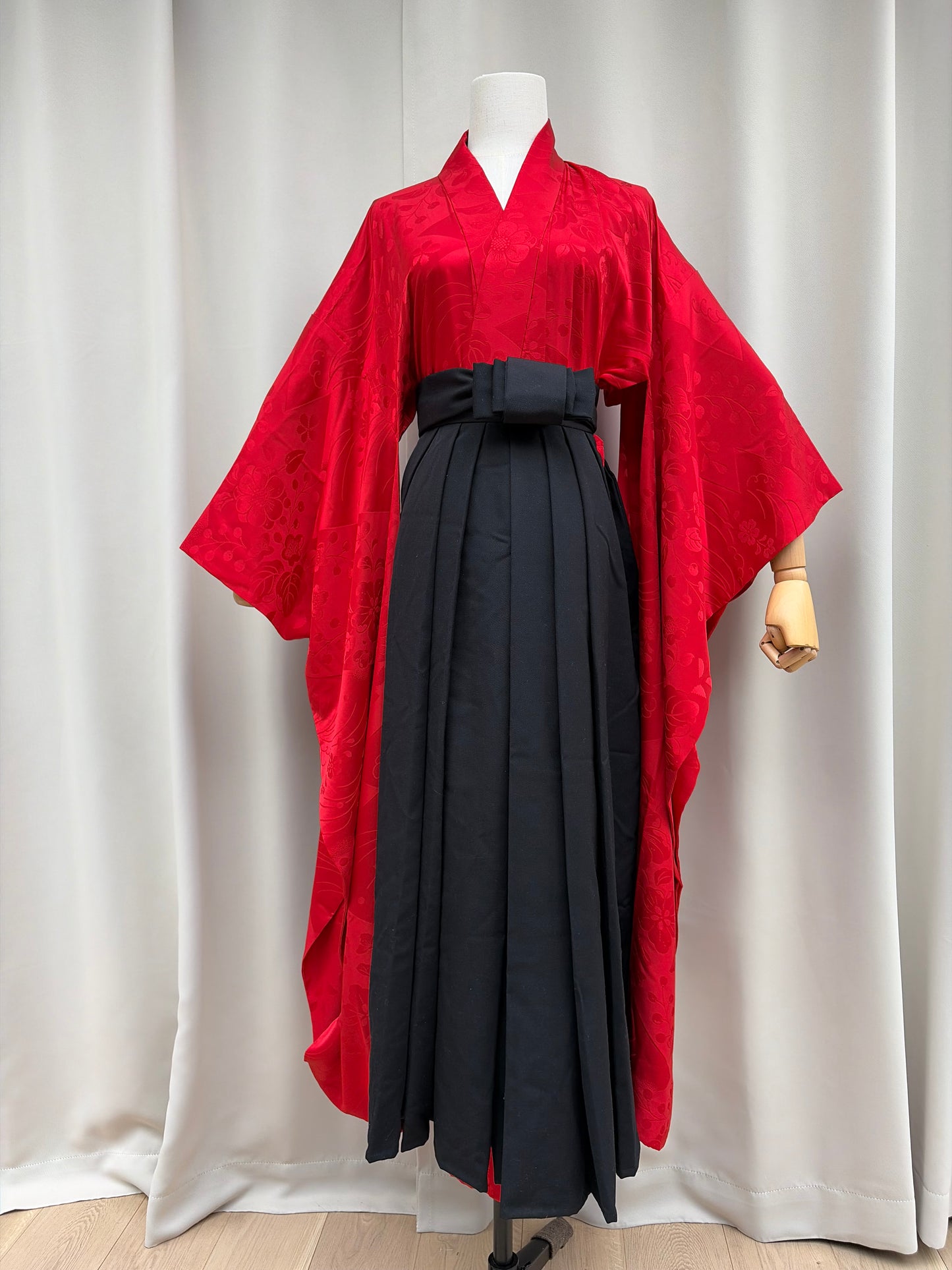Black Japanese hakama pleats and drape