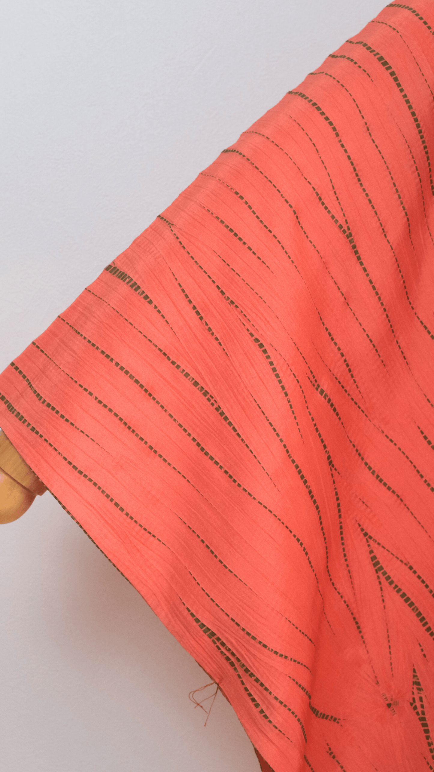 Coral-Orange Nagajuban with Textured Stripe Pattern