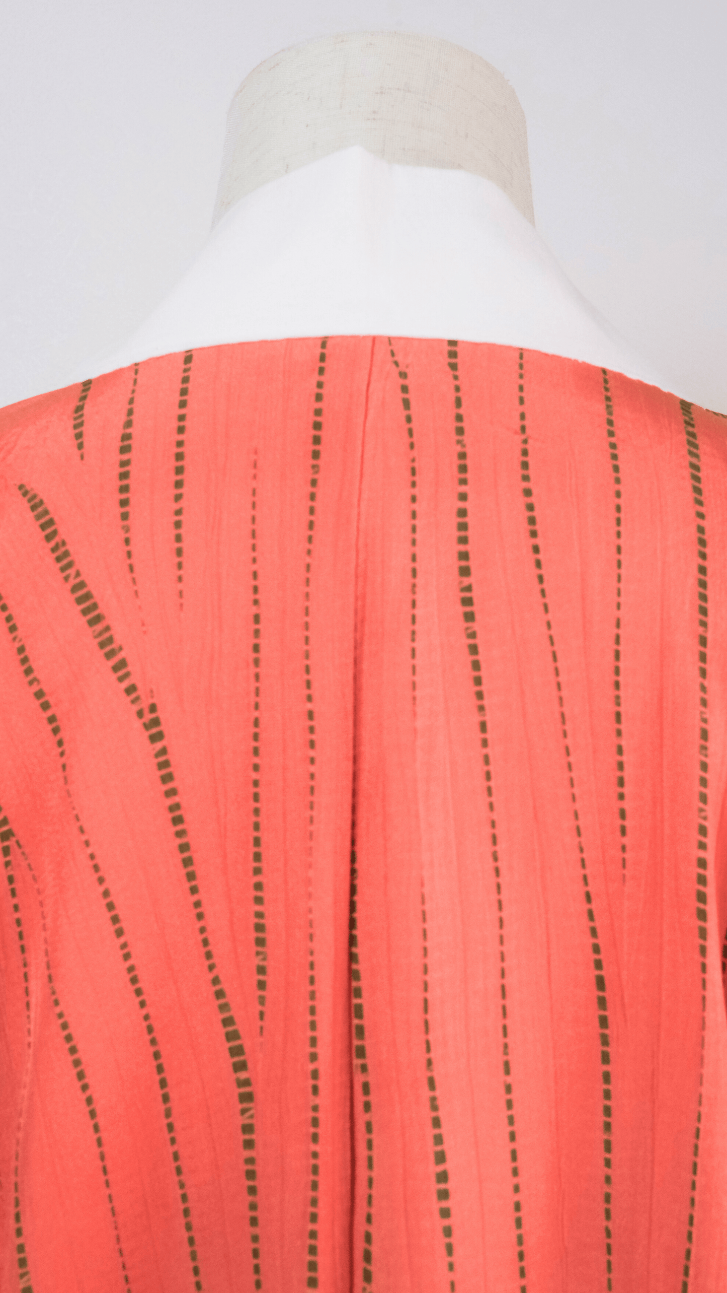 Coral-Orange Nagajuban with Textured Stripe Pattern