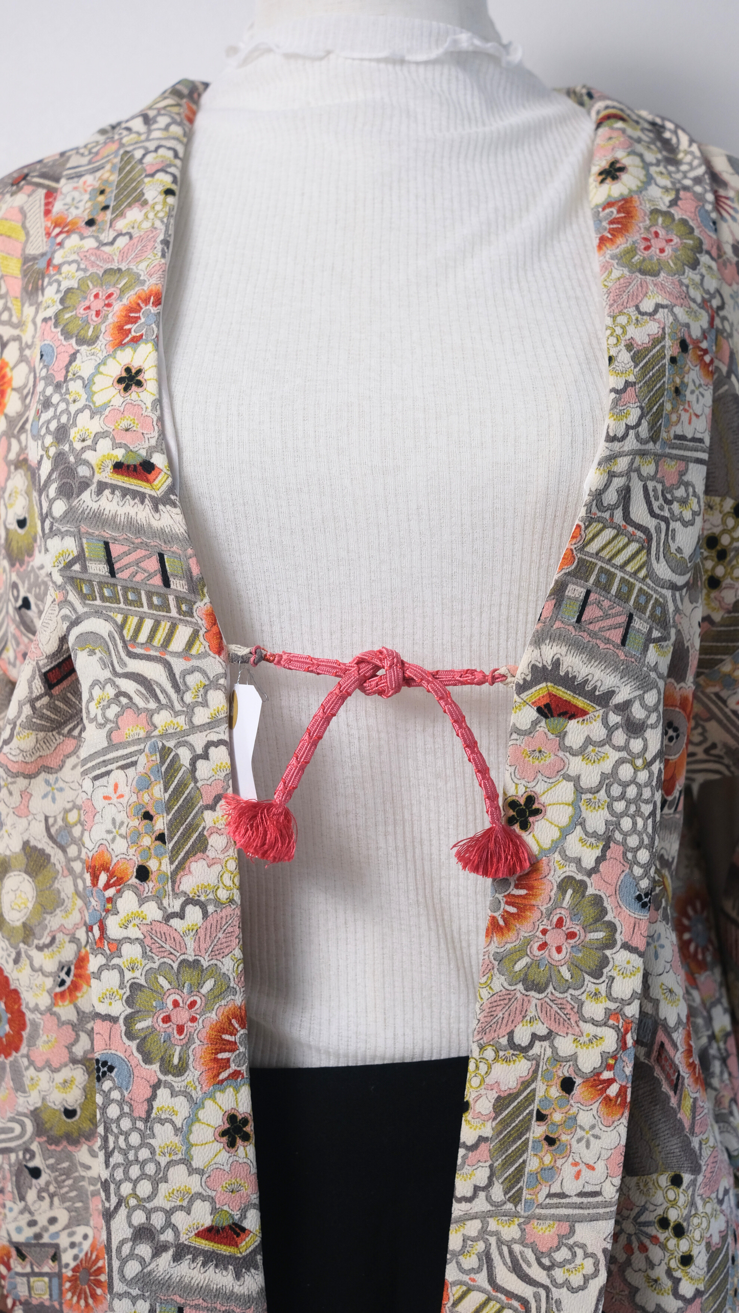 Pastel Scenic Garden Haori with Temple & Floral Motif