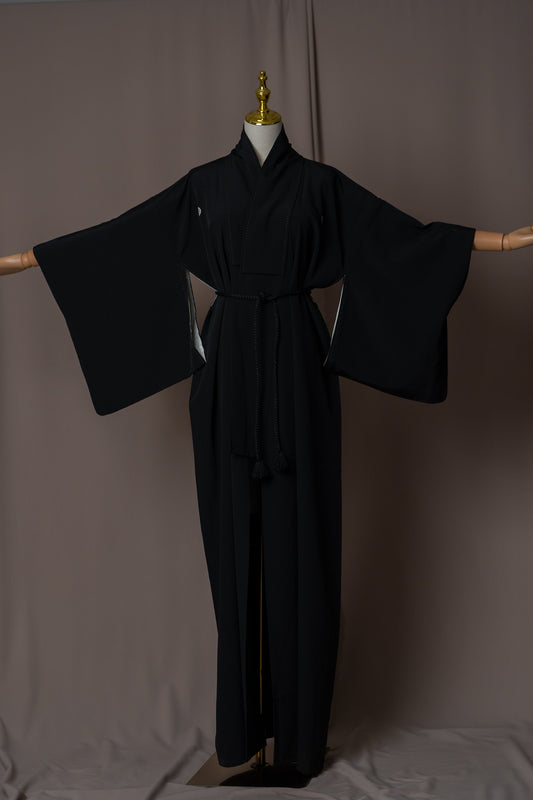 Vintage Black Kimono with Family Crests
