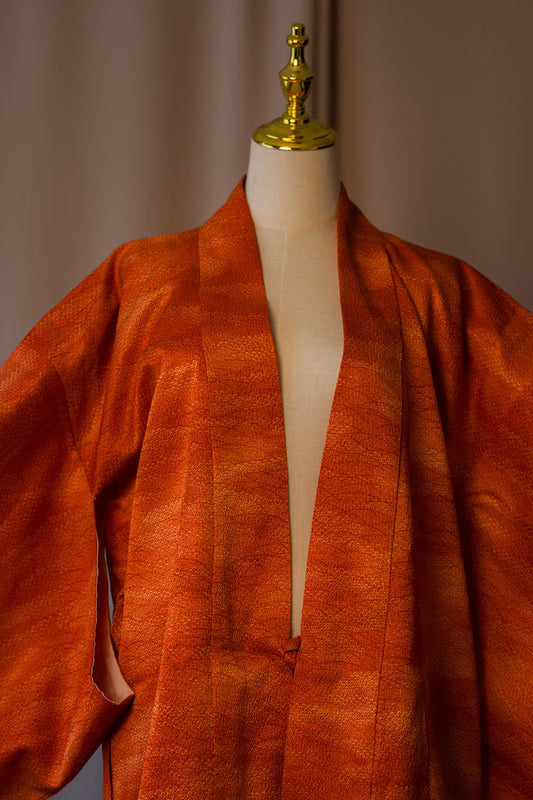 Винтидж Текстурирано Оранжево Дочуги Хаори