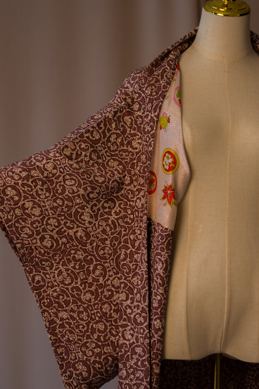 Vintage Purple Haori with Printed Inner Lining