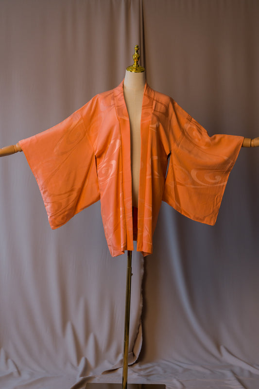 Винтидж Двустранно хаори в прасковено и червено