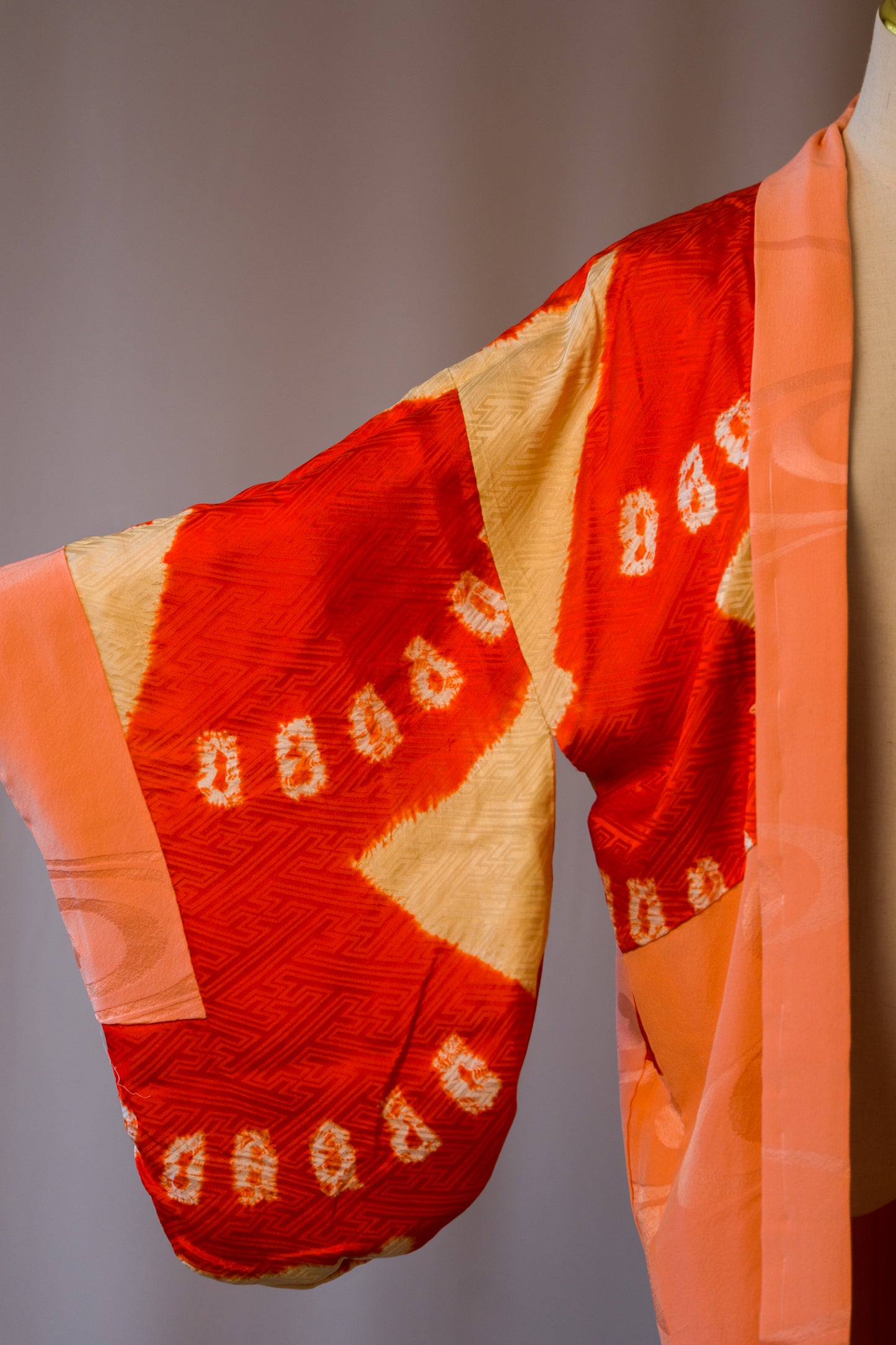 Vintage Peach & Red Reversible Haori