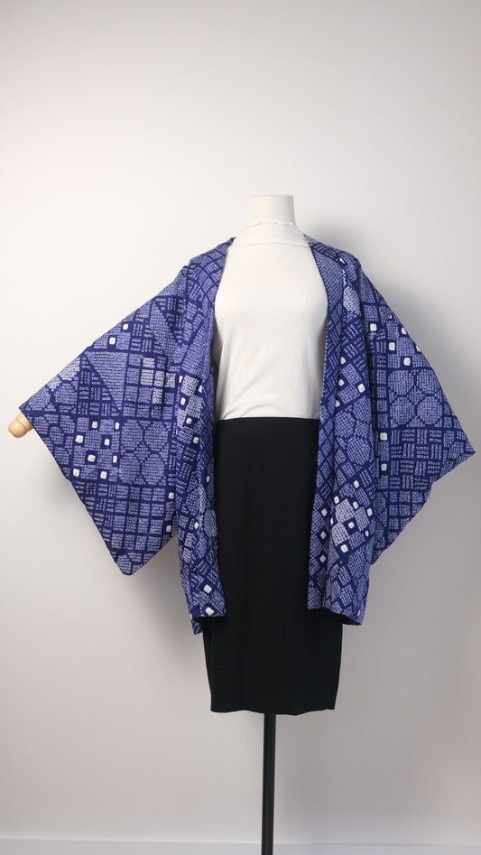 Indigo Geometric Shibori Haori