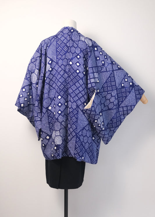 Indigo Geometric Shibori Haori