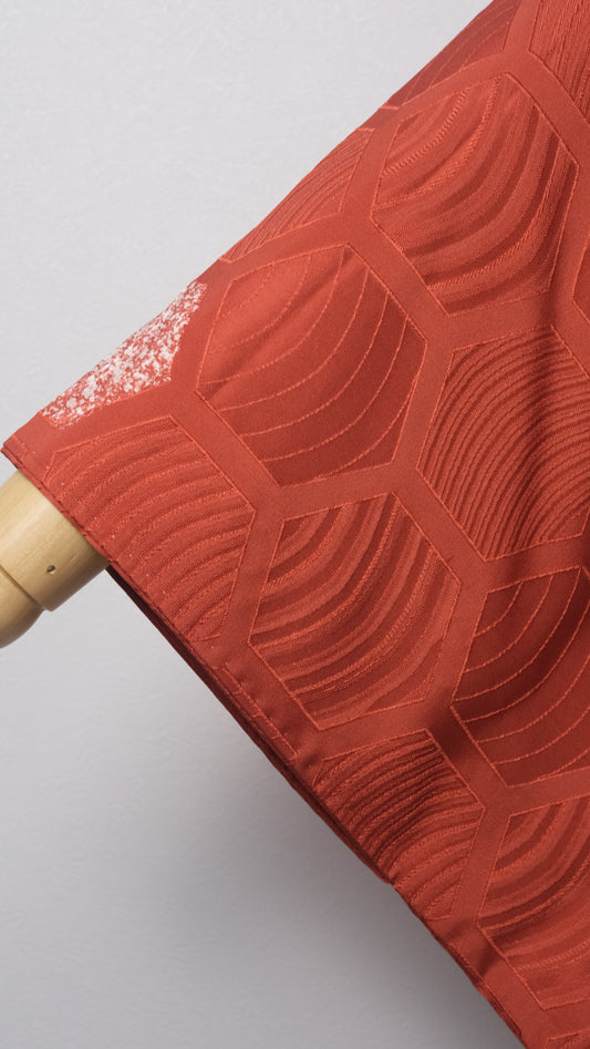 Red Haori with Tortoiseshell Hexagon Weave Pattern & Children’s Festival Lining
