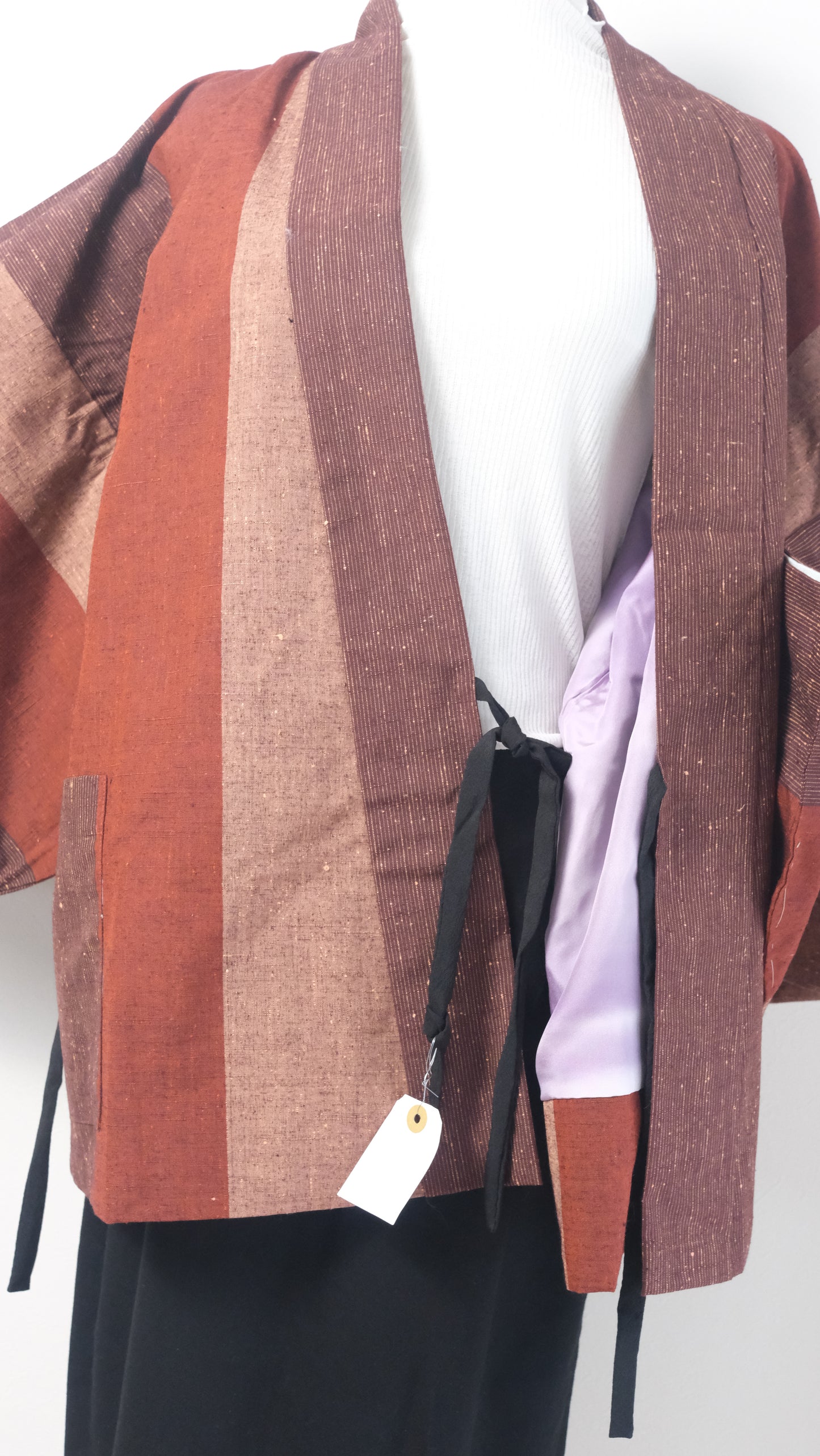 Earth Tone Stripes Haori with Cloud-Like Lining