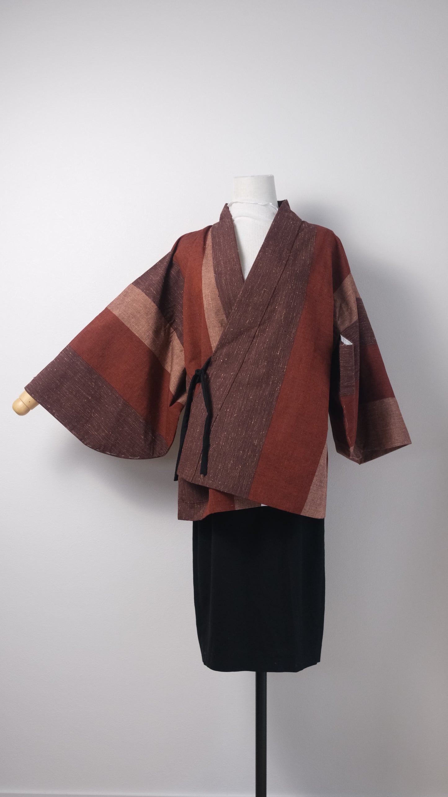 Earth Tone Stripes Haori with Cloud-Like Lining