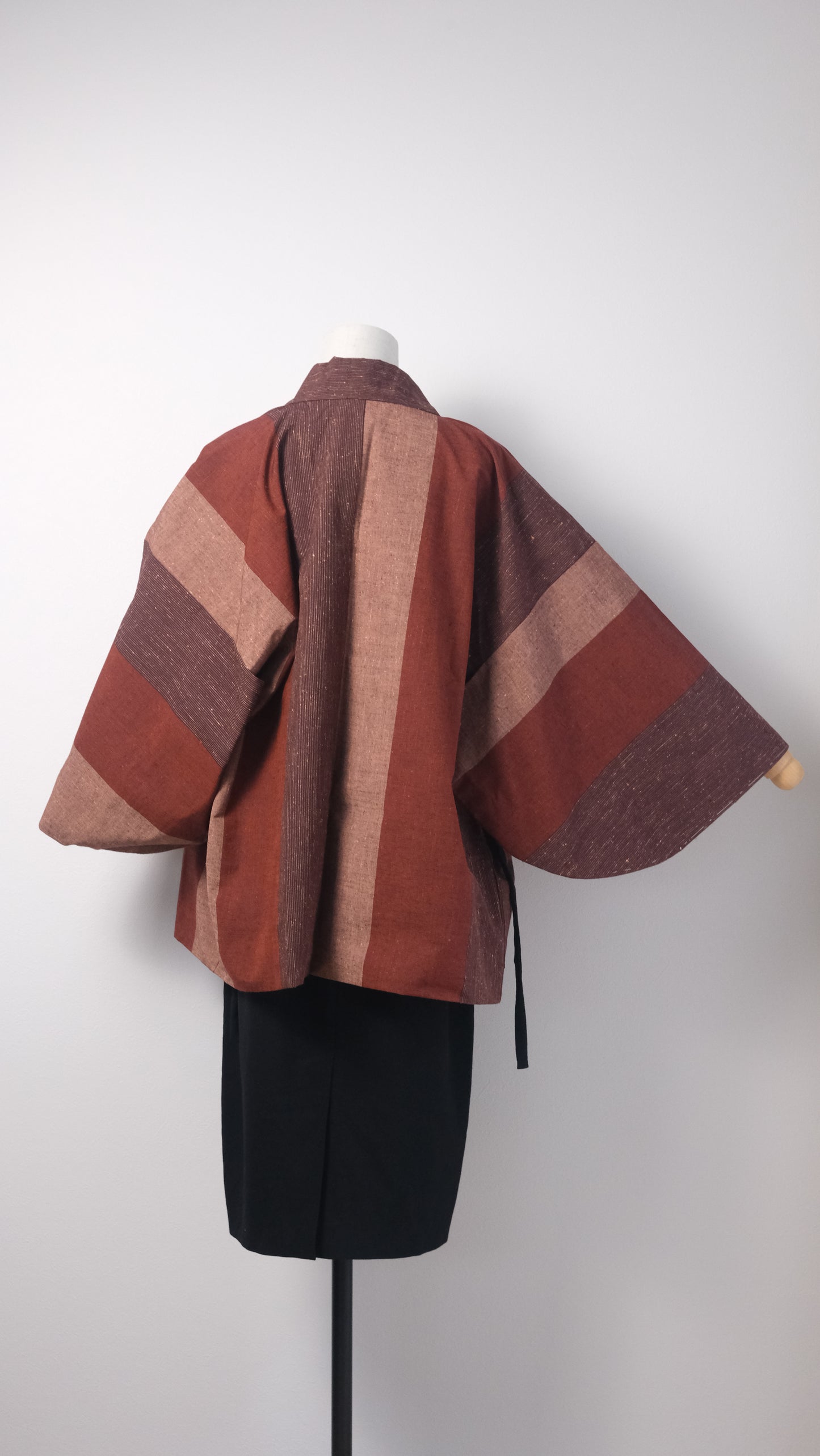 Earth Tone Stripes Haori with Cloud-Like Lining
