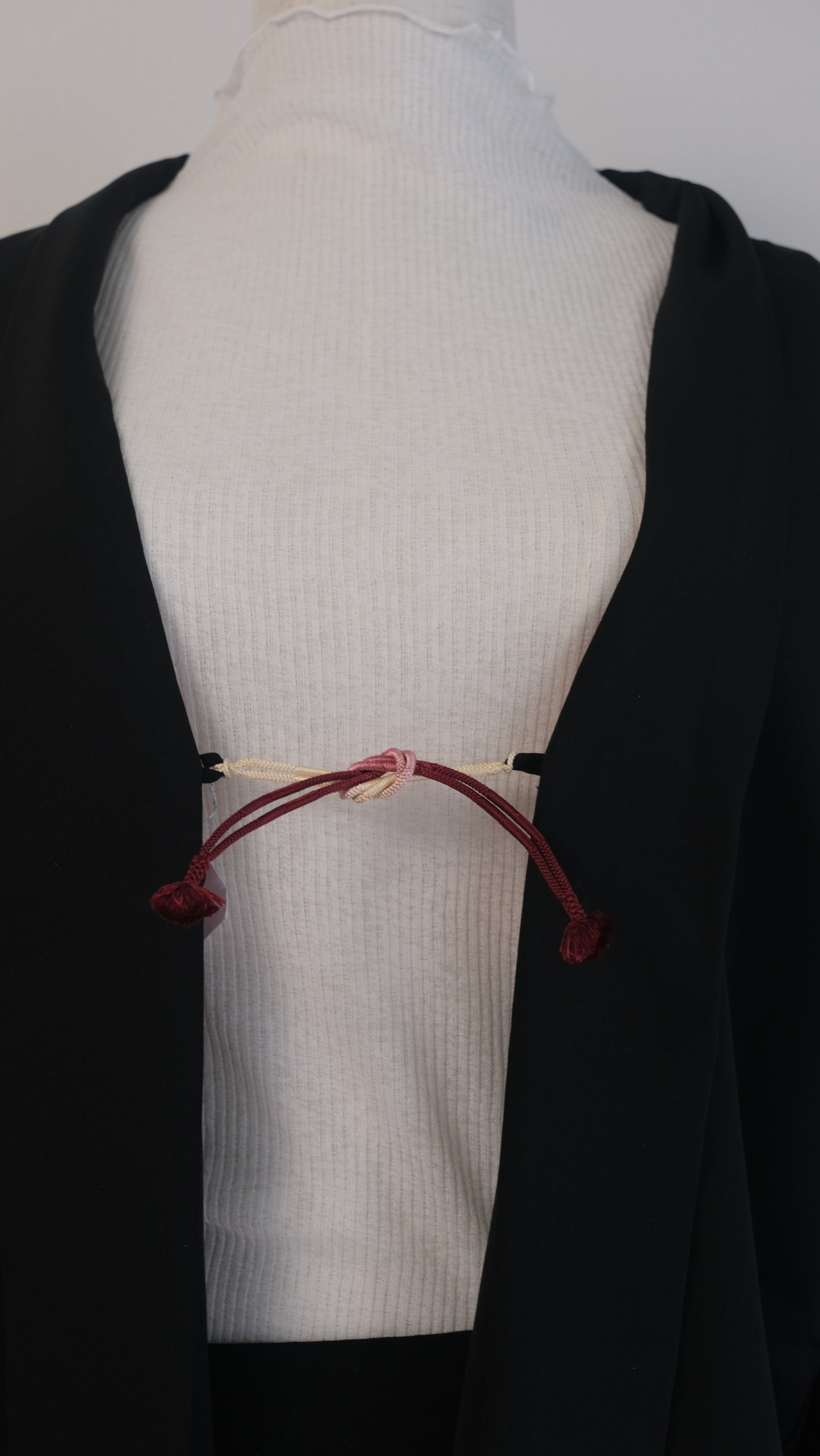 Black Haori with Subtle Floral Back & Gold Cloud Lining