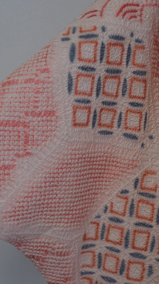 Peach Blush & Indigo Shibori Haori with Asanoha and Seigaiha Motifs