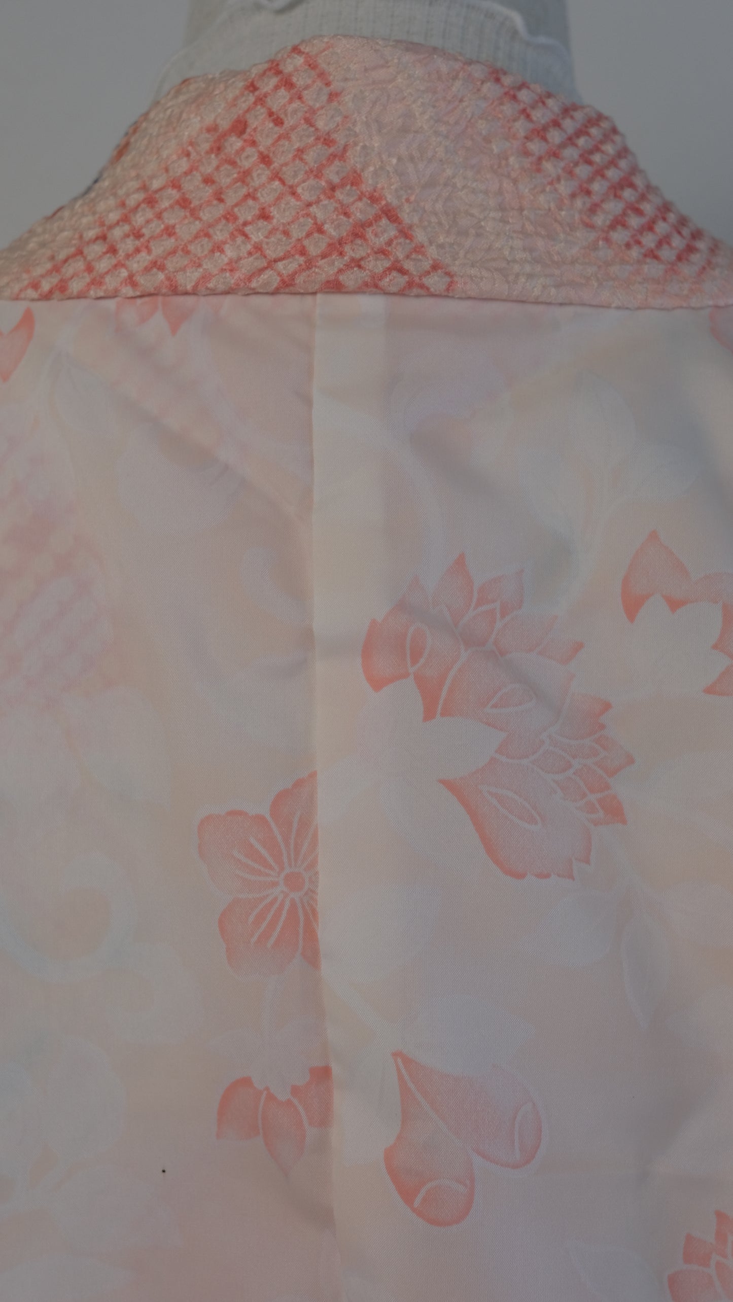 Peach Blush & Indigo Shibori Haori with Asanoha and Seigaiha Motifs