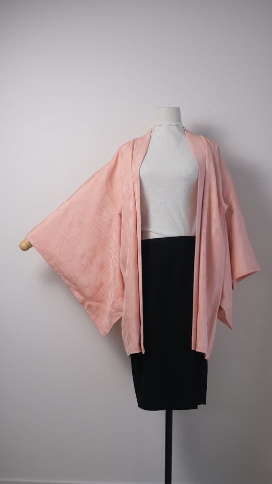 Soft Coral Haori with Bamboo Forest Motif