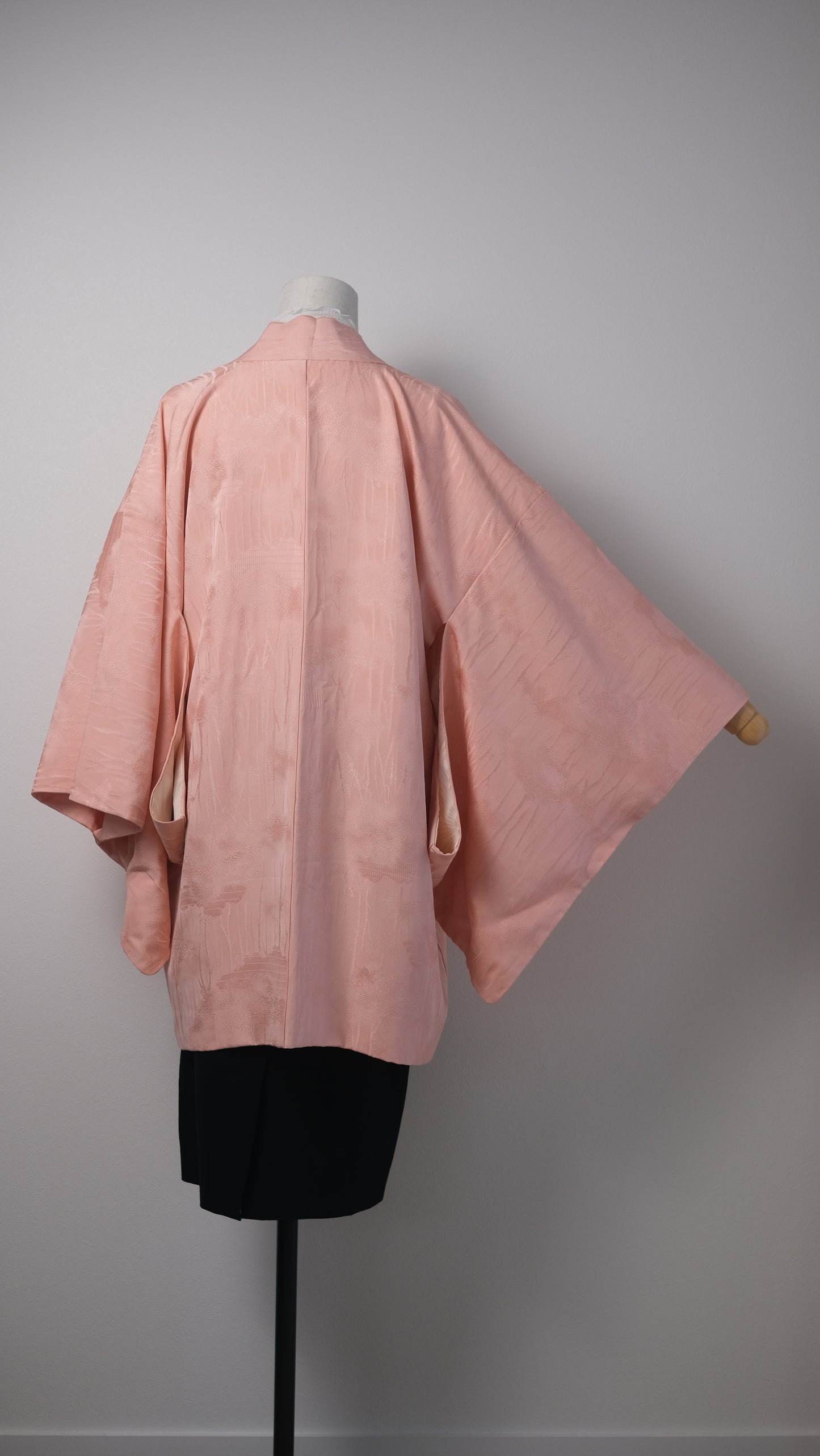 Soft Coral Haori with Bamboo Forest Motif