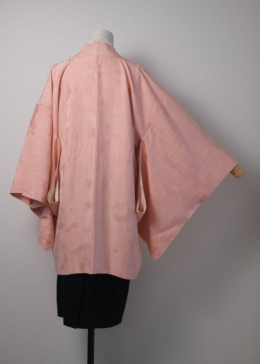 Soft Coral Haori with Textured Fabric