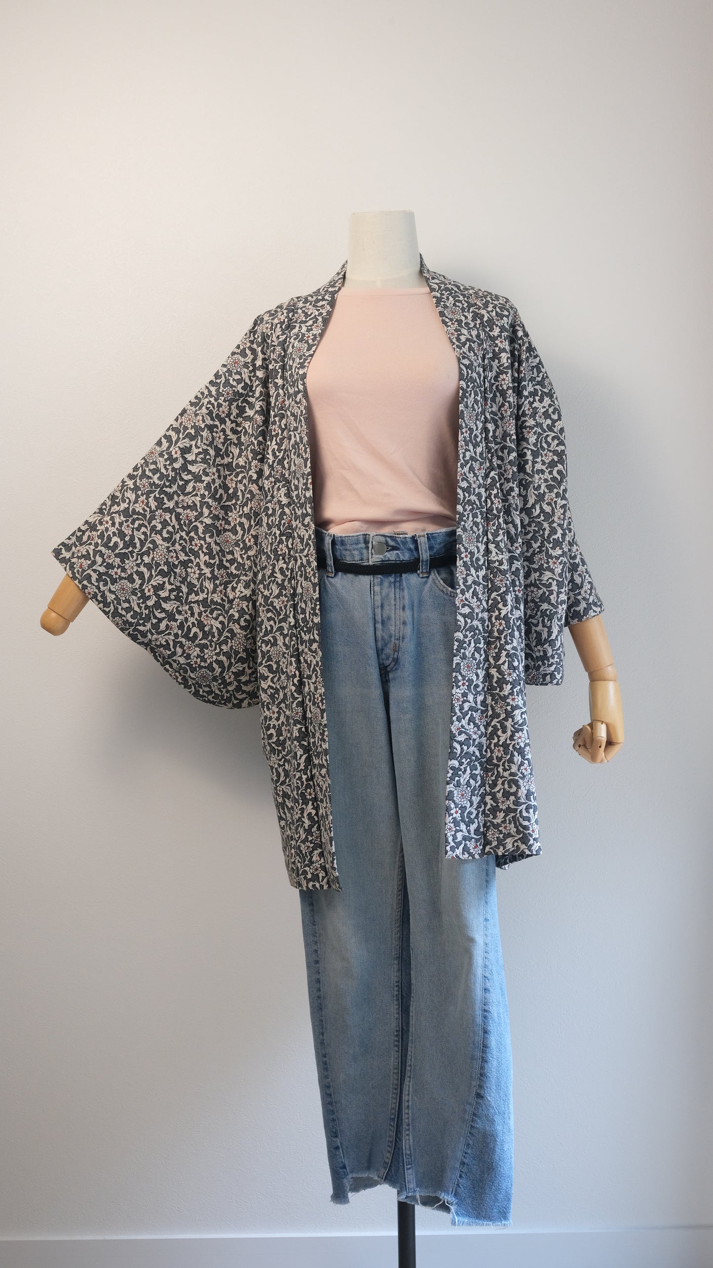 Grey Botanicals Haori with a Colourful Secret Lining