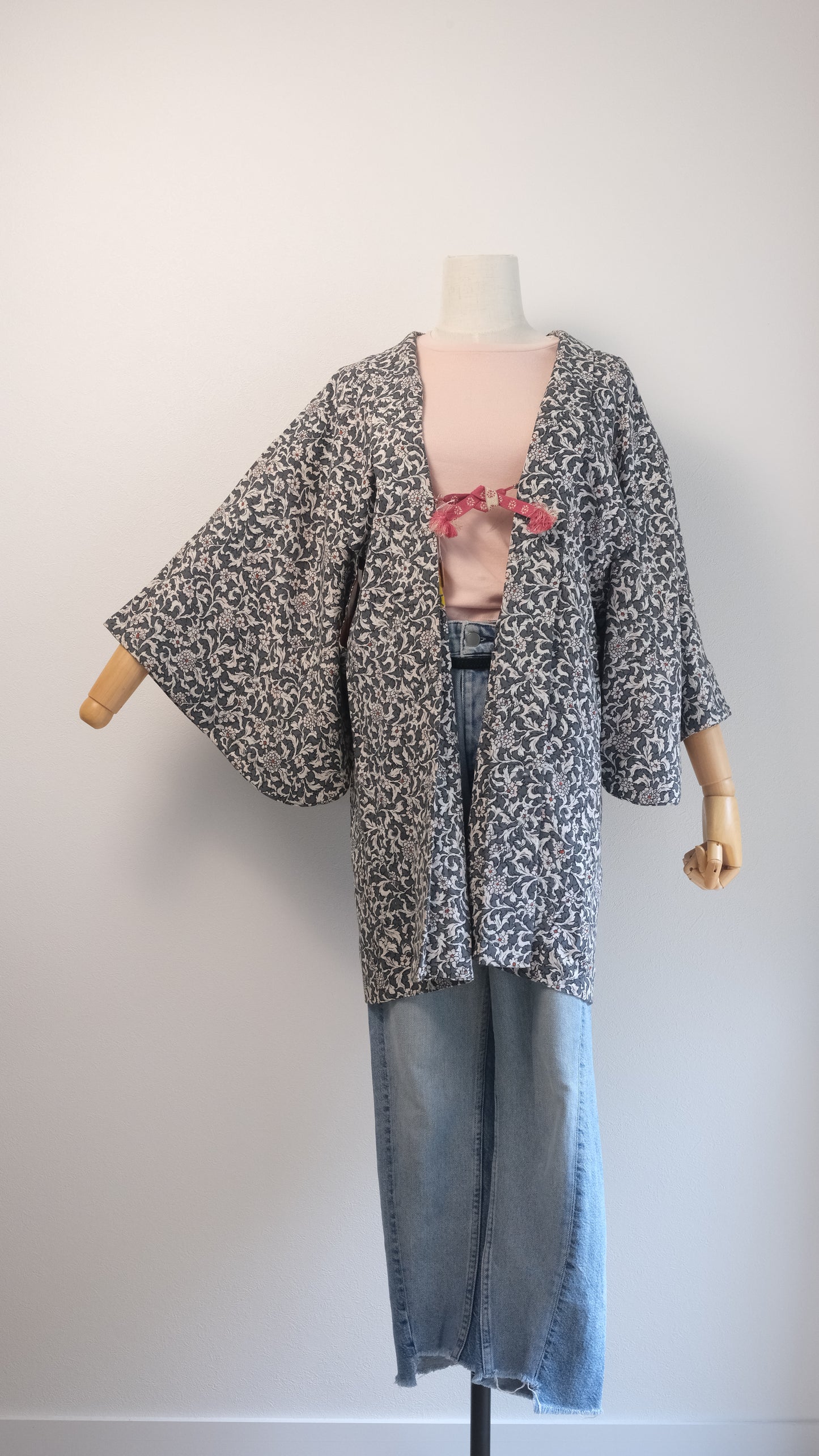 Grey Botanicals Haori with a Colourful Secret Lining