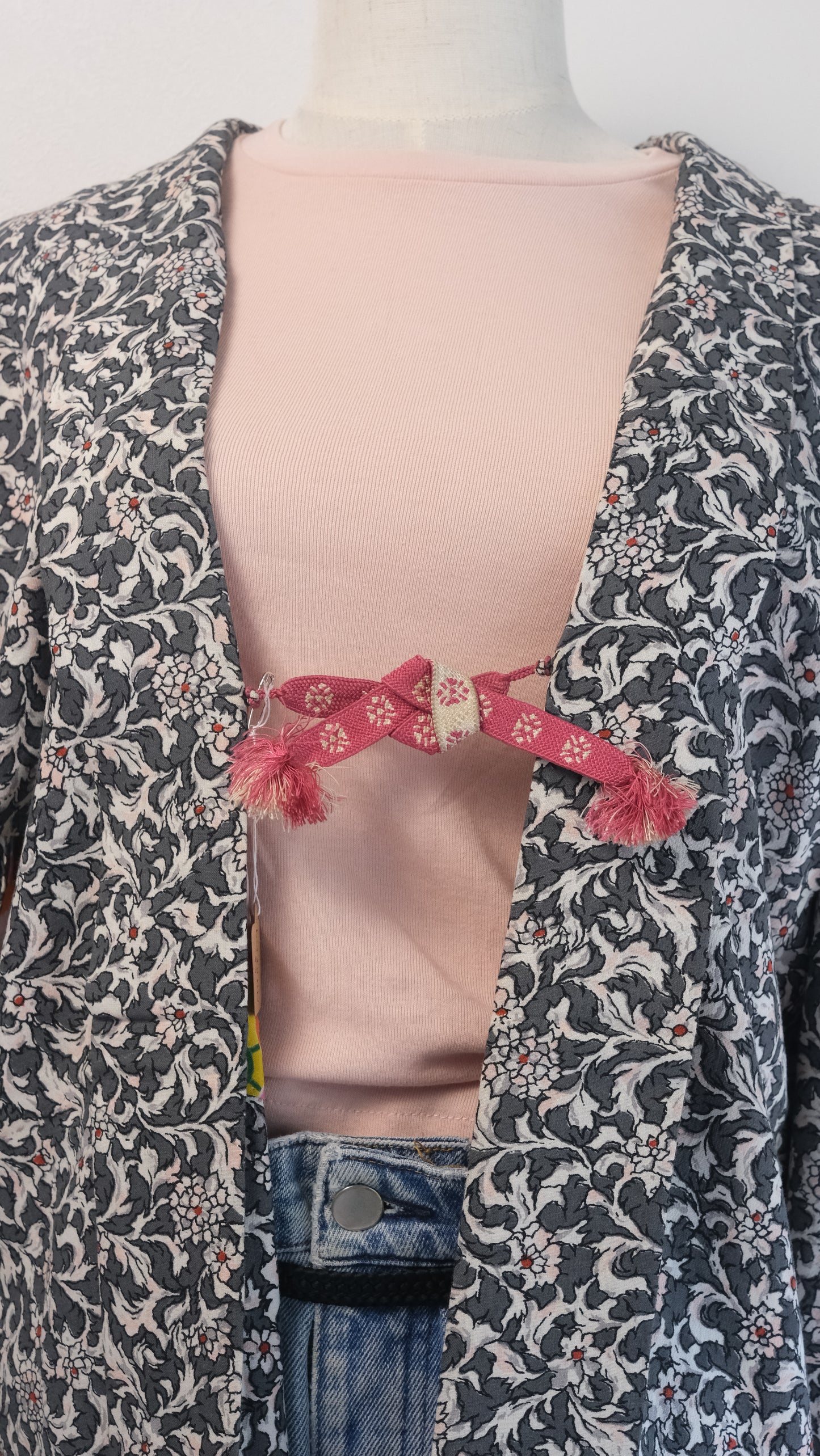 Grey Botanicals Haori with a Colourful Secret Lining