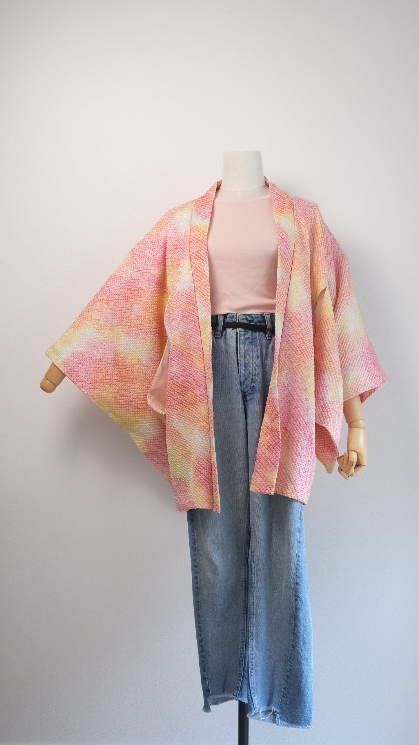 Sunset Shibori Haori with Soft Wave & Leaf Lining