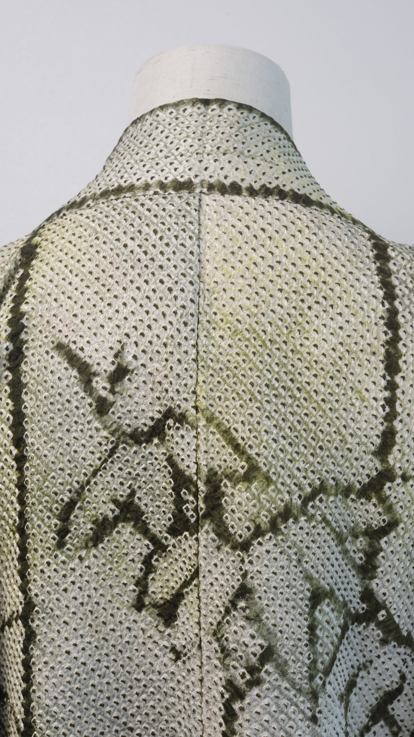 Olive Shibori Haori with Bamboo Motif