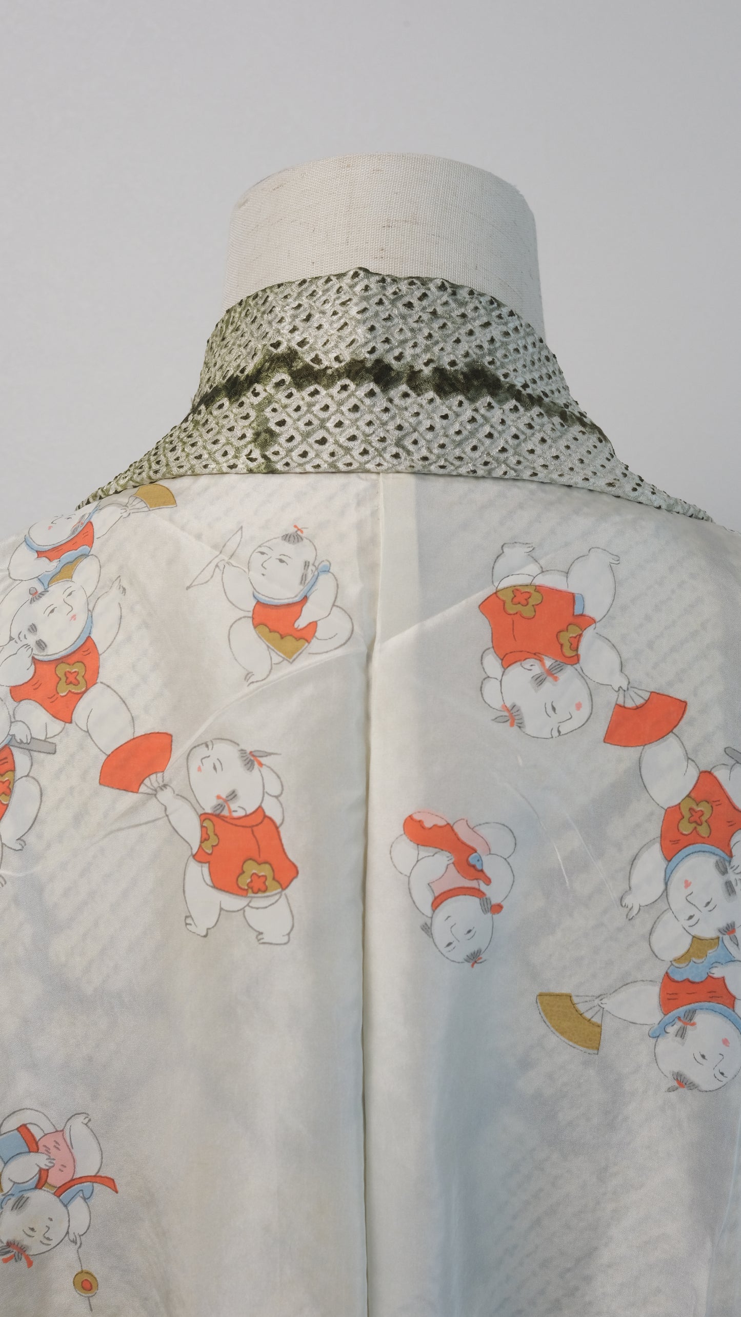 Olive Shibori Haori with Bamboo Motif