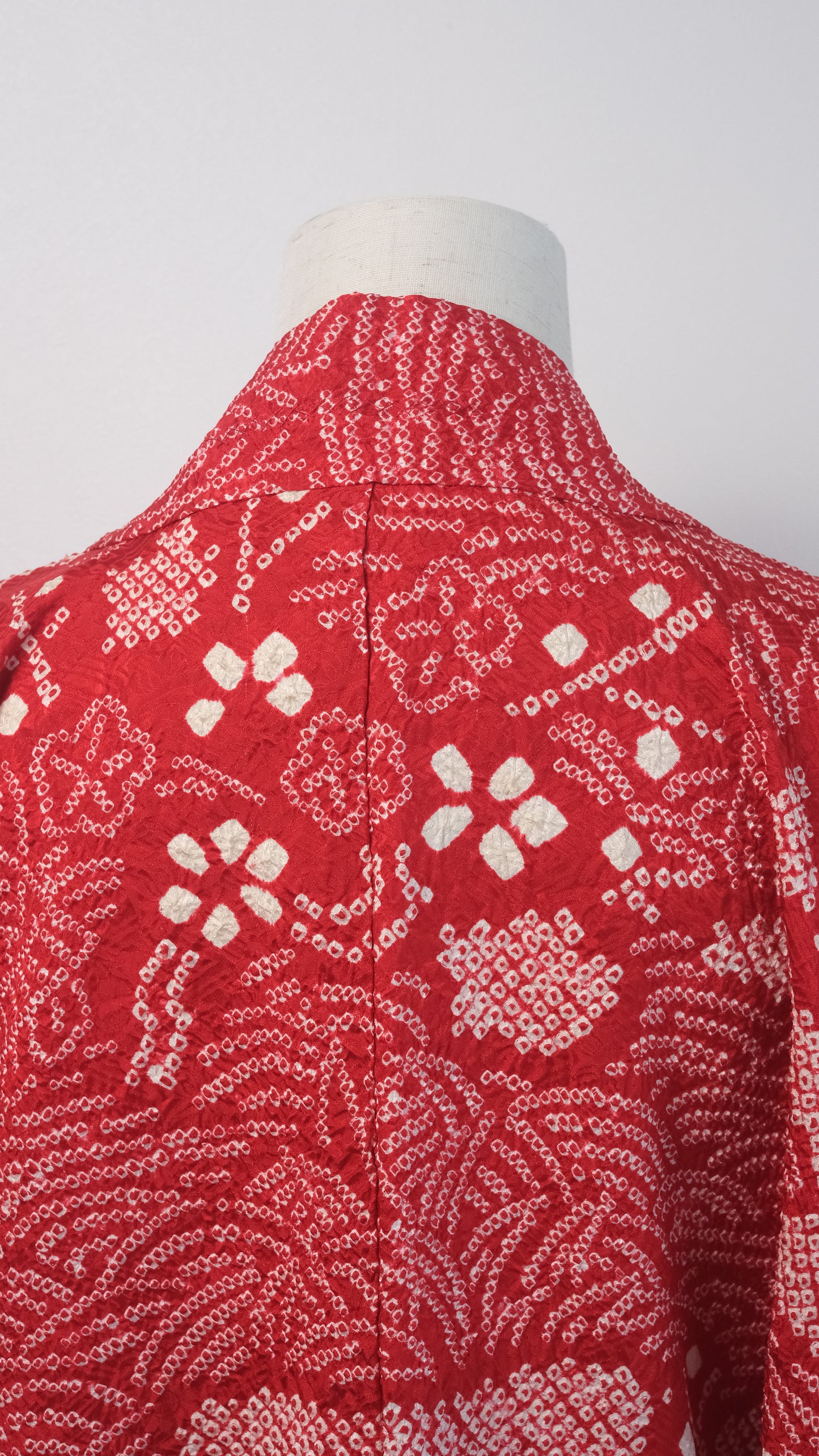 Vibrant Red Shibori Haori with Playful Lining