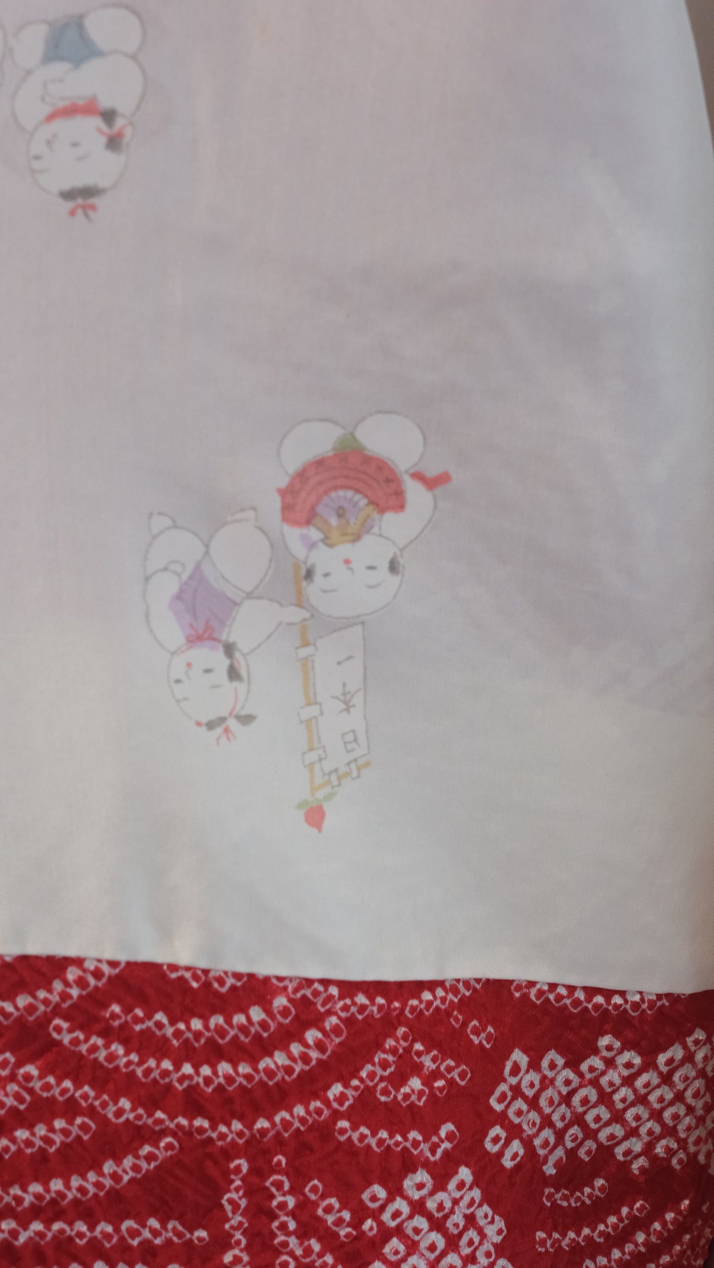 Vibrant Red Shibori Haori with Playful Lining