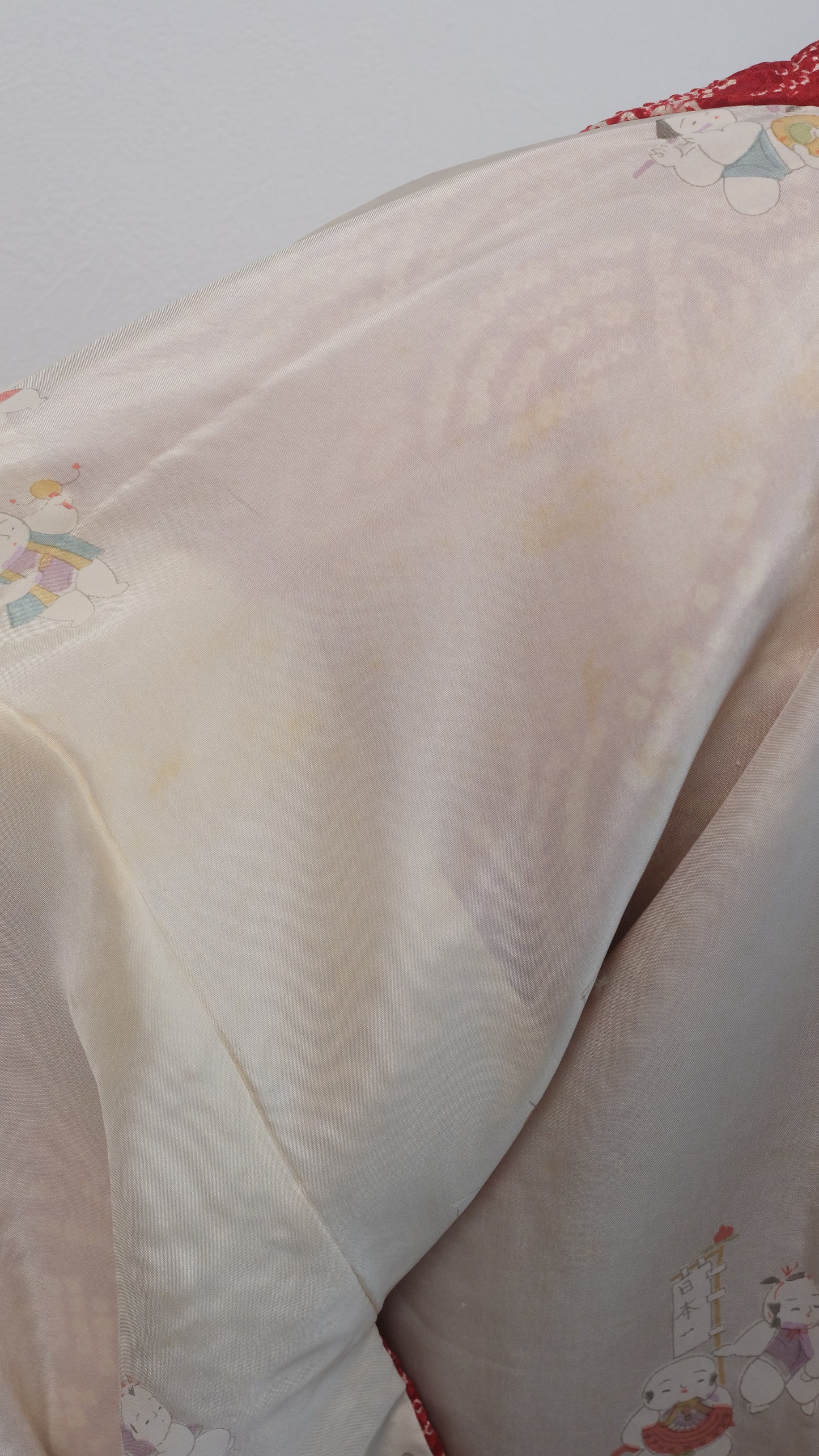 Vibrant Red Shibori Haori with Playful Lining