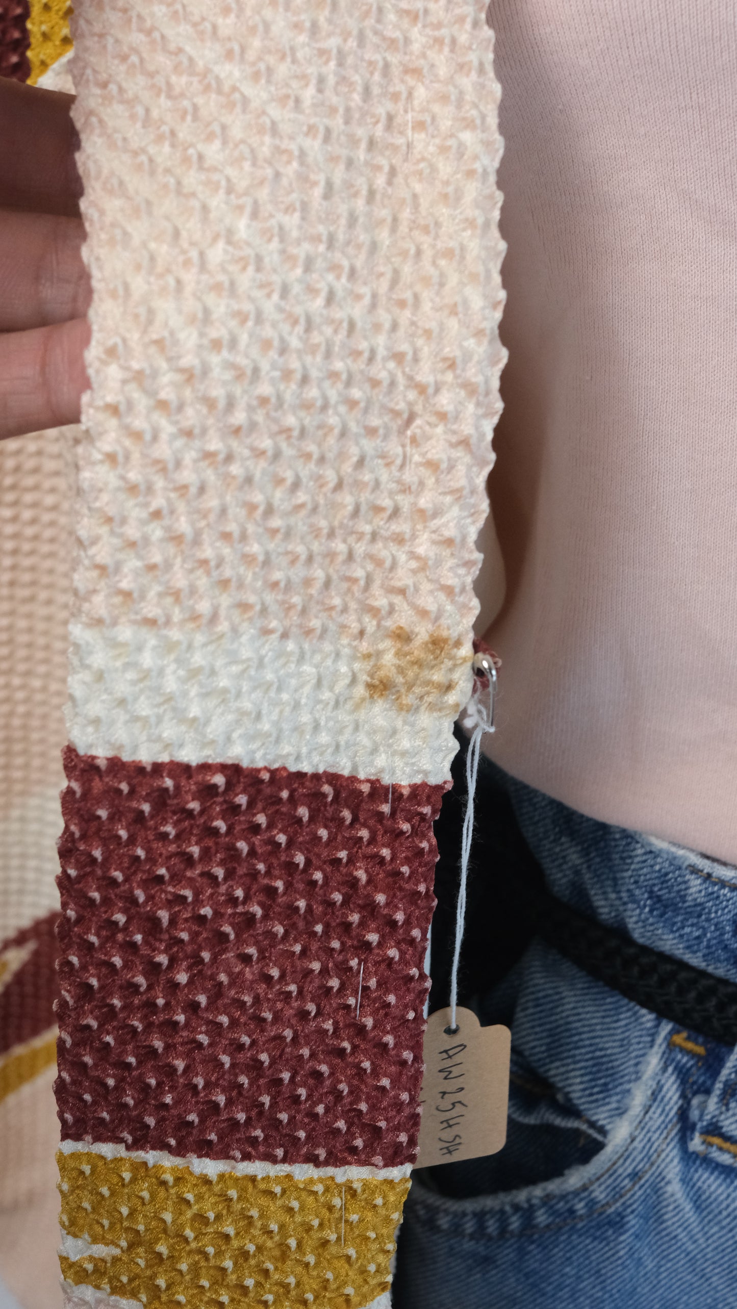 Peach Shibori Haori with Bold Brushstroke Motif