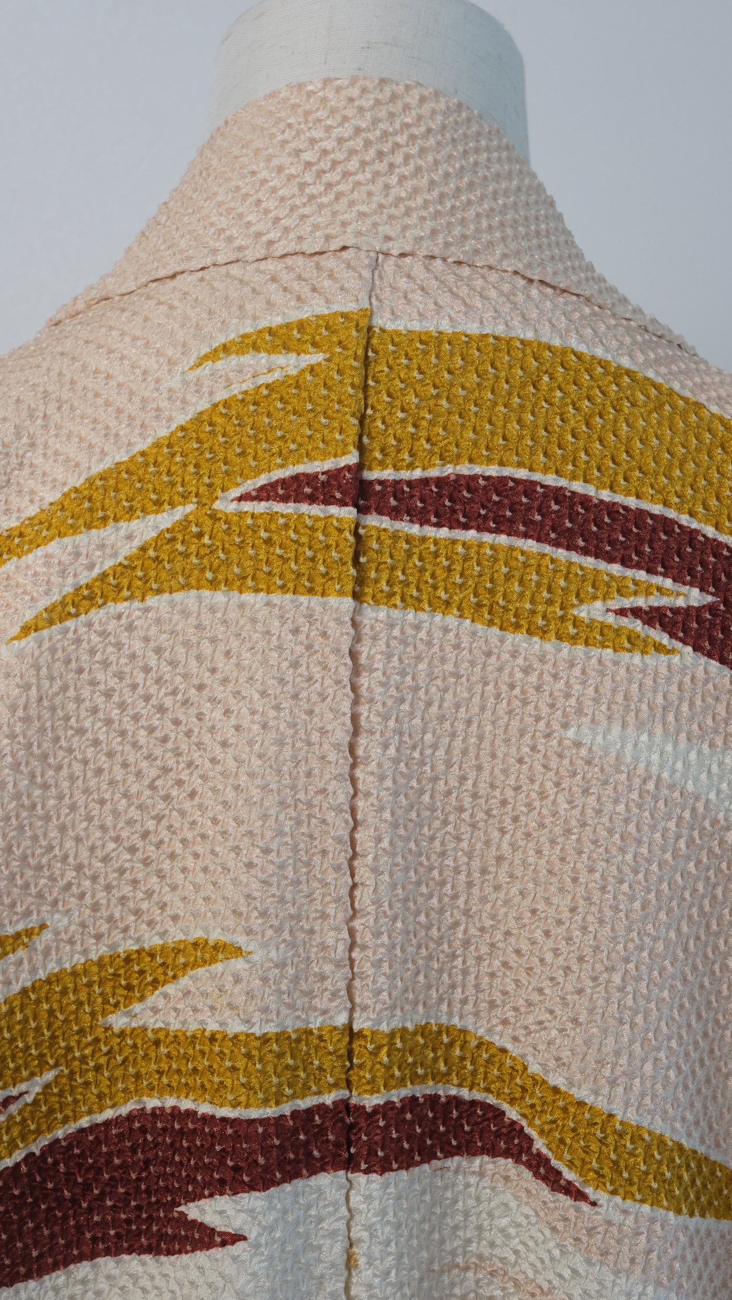 Peach Shibori Haori with Bold Brushstroke Motif