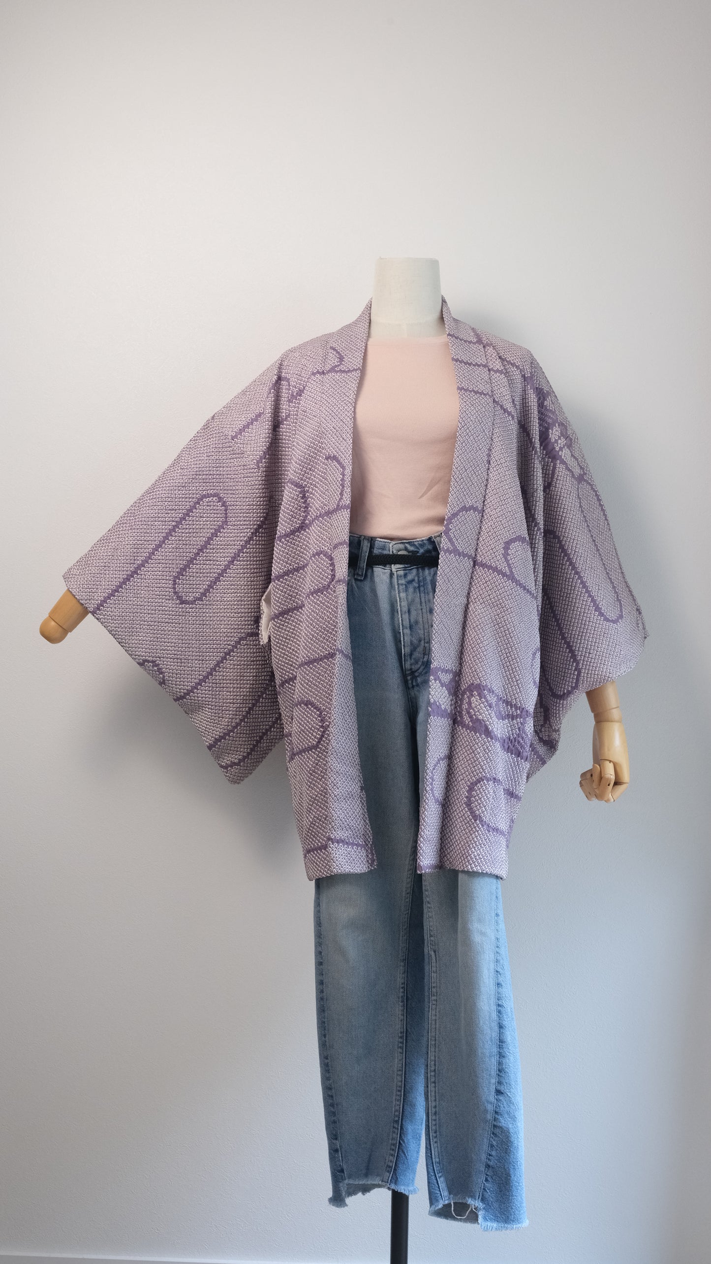 Lavender Shibori Haori with Abstract Motif