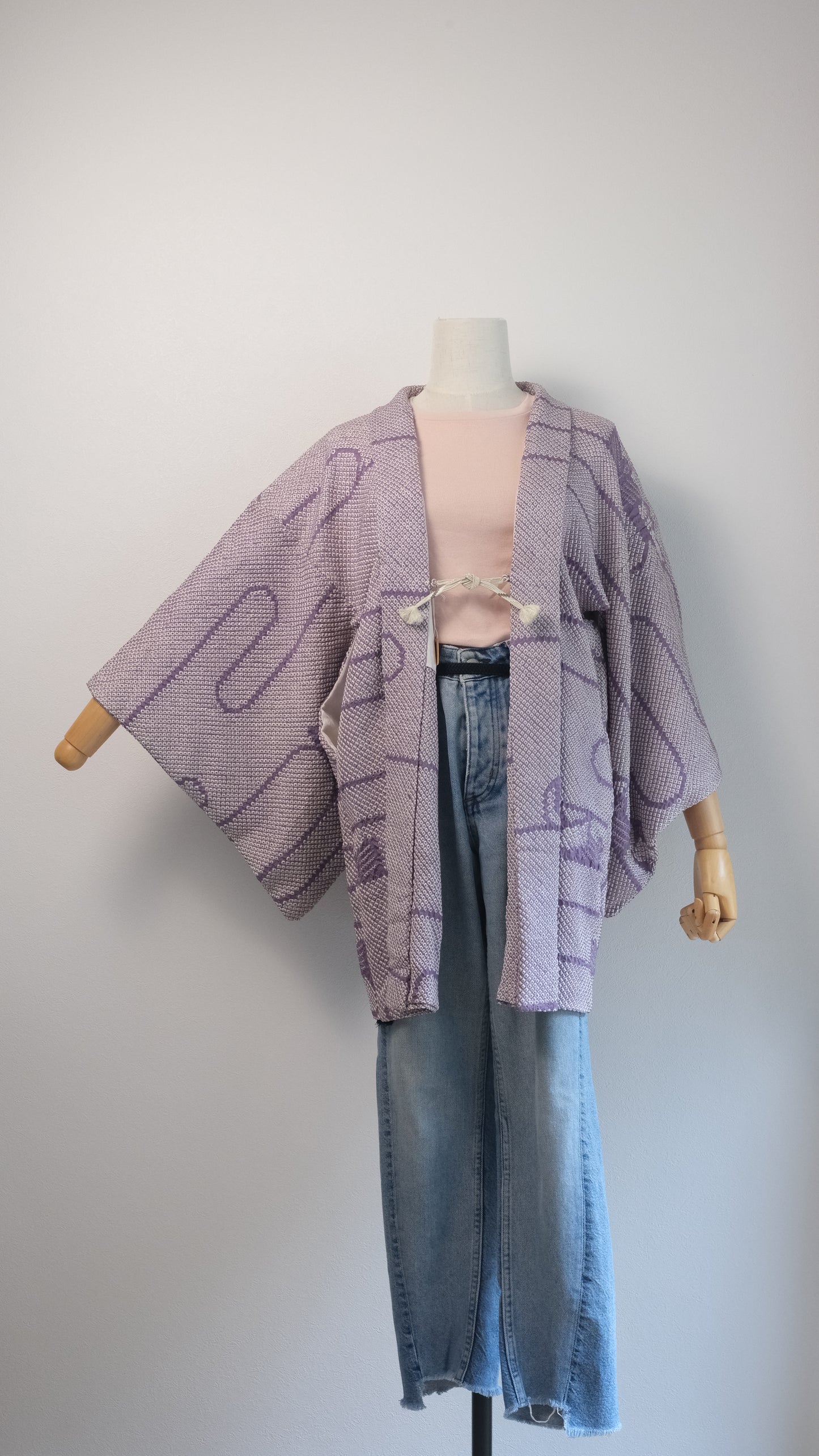 Lavender Shibori Haori with Abstract Motif