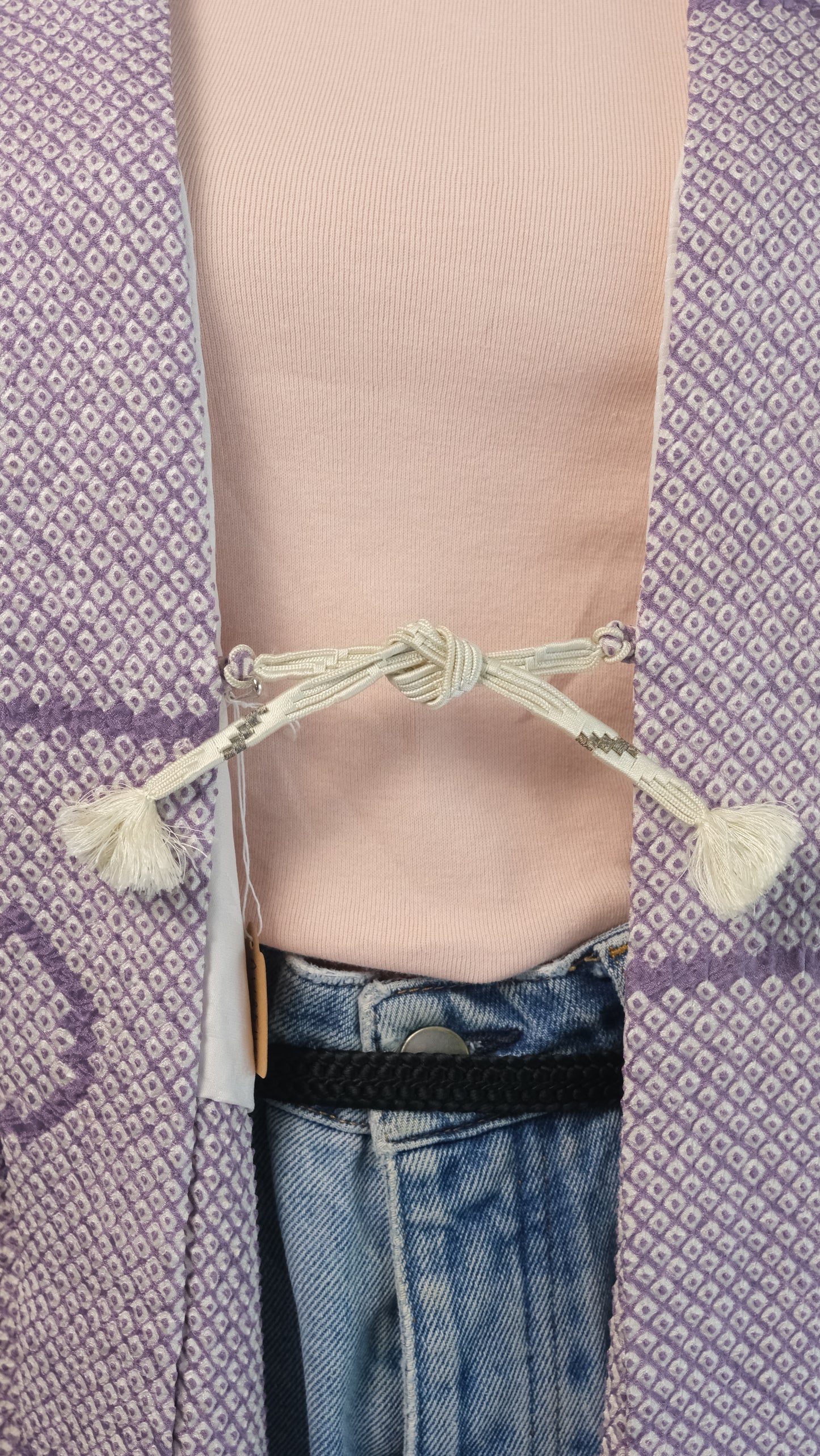 Lavender Shibori Haori with Abstract Motif