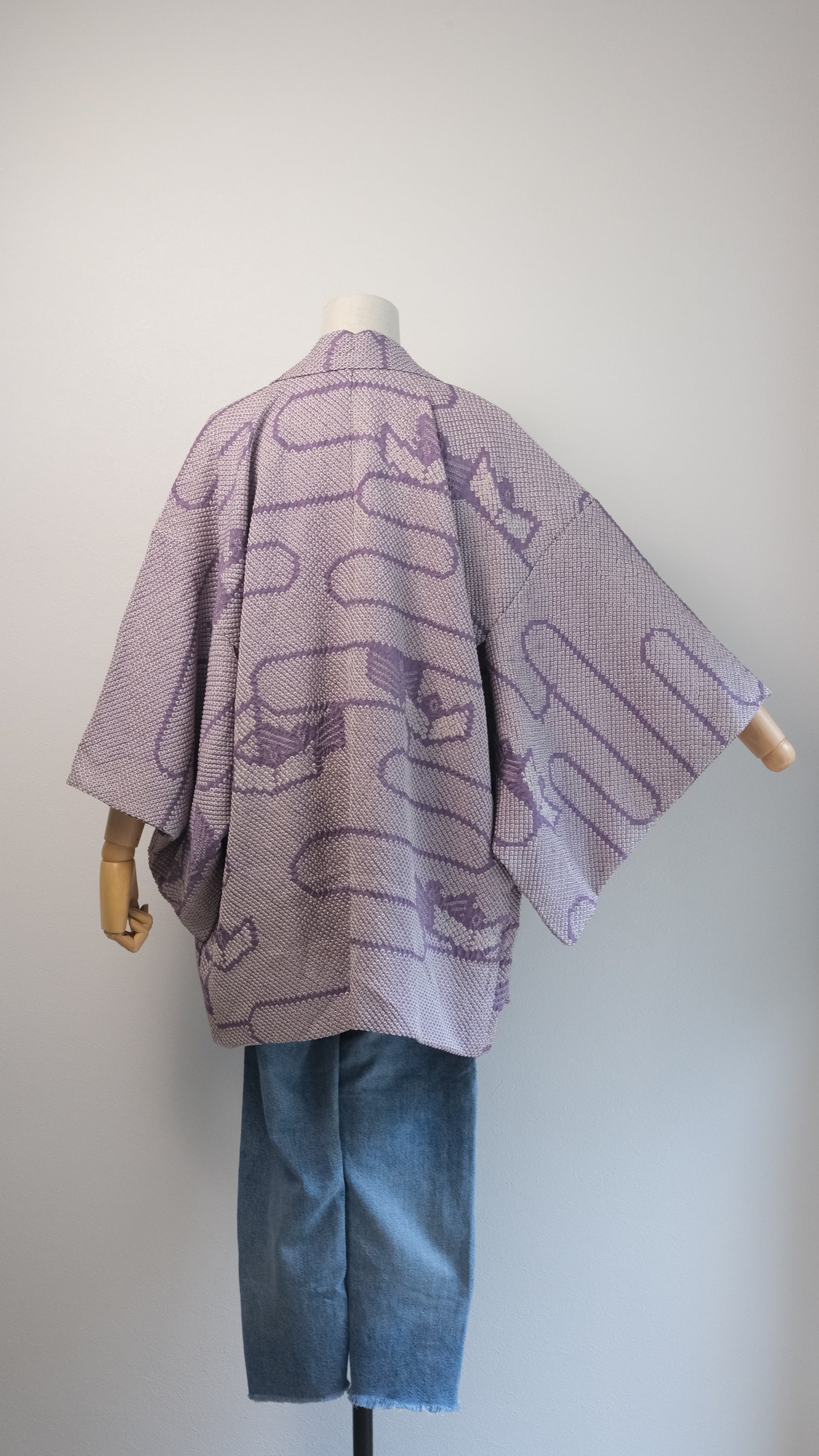 Lavender Shibori Haori with Abstract Motif